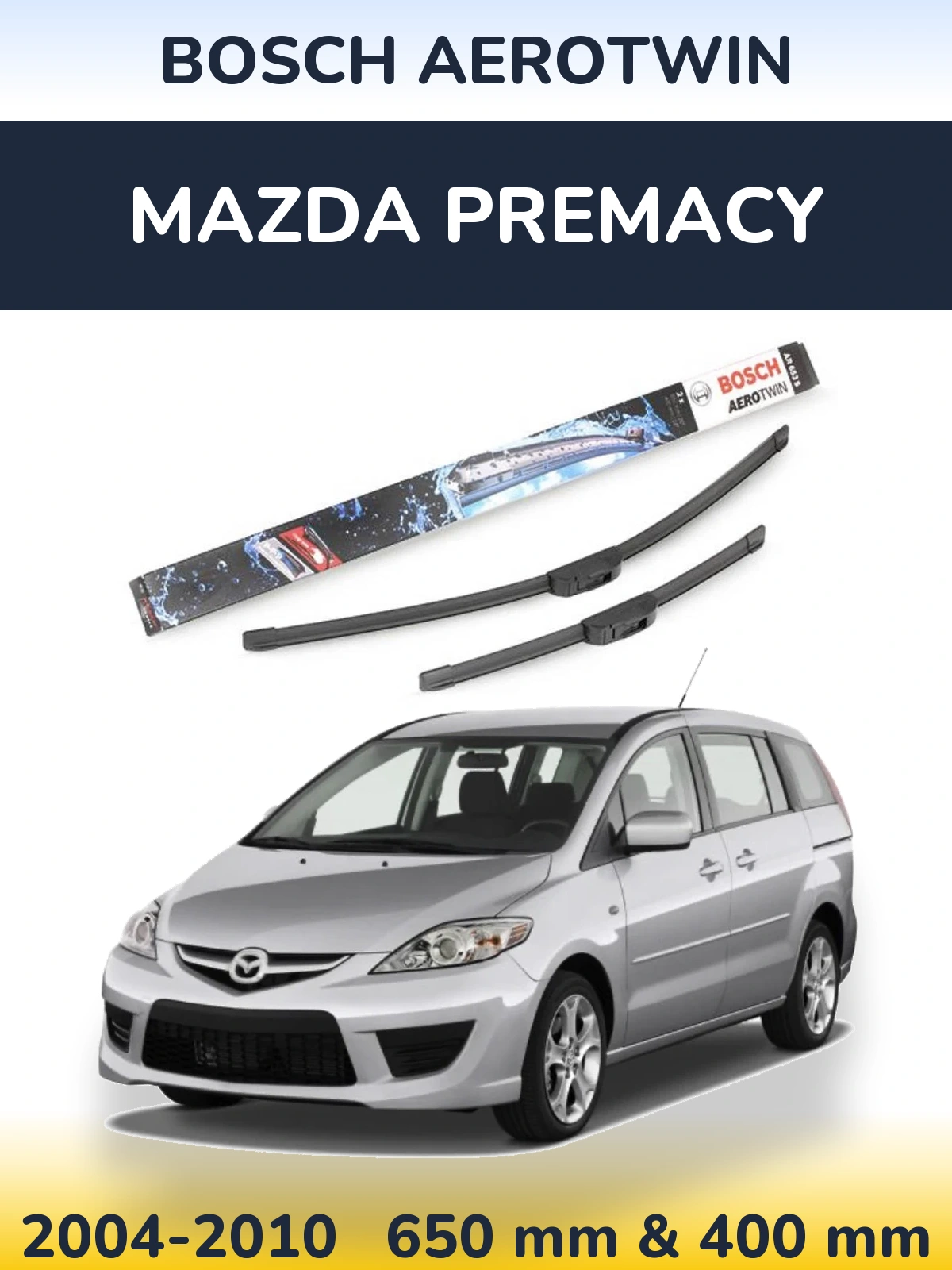 Komplet przednich wycieraczek BOSCH AeroTwin 650 & 400 mm do Mazda Premacy 2004-2010