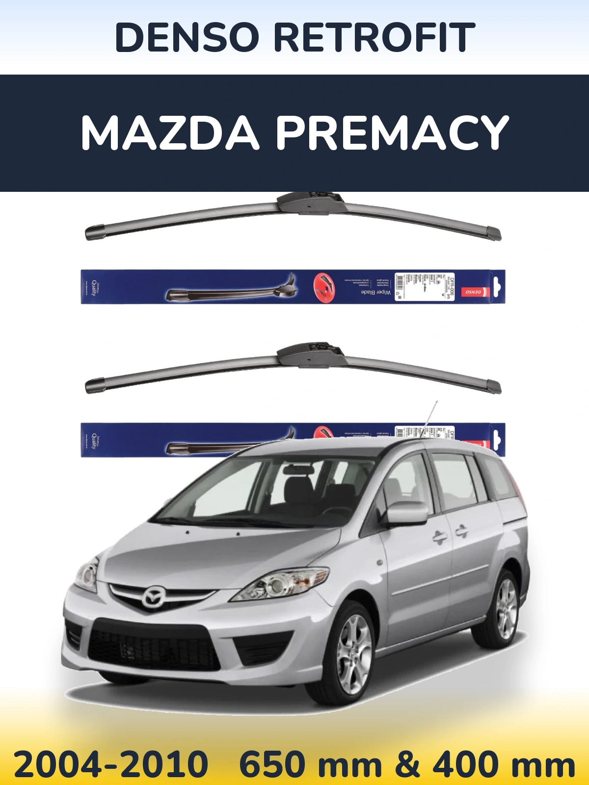 Комплект передніх щіток Denso Retrofit 650 & 400 мм для Mazda Premacy 2004-2010