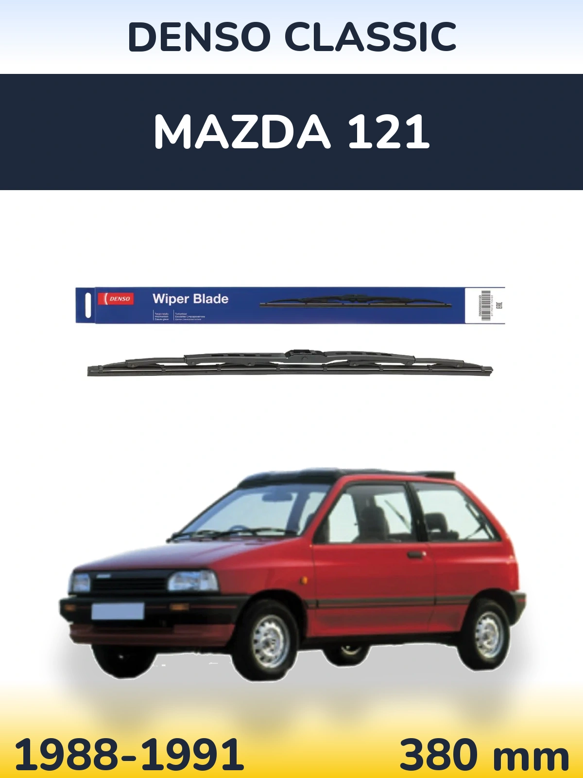 Rear wiper blade Denso Classic 380 mm for Mazda 121 1988-1991
