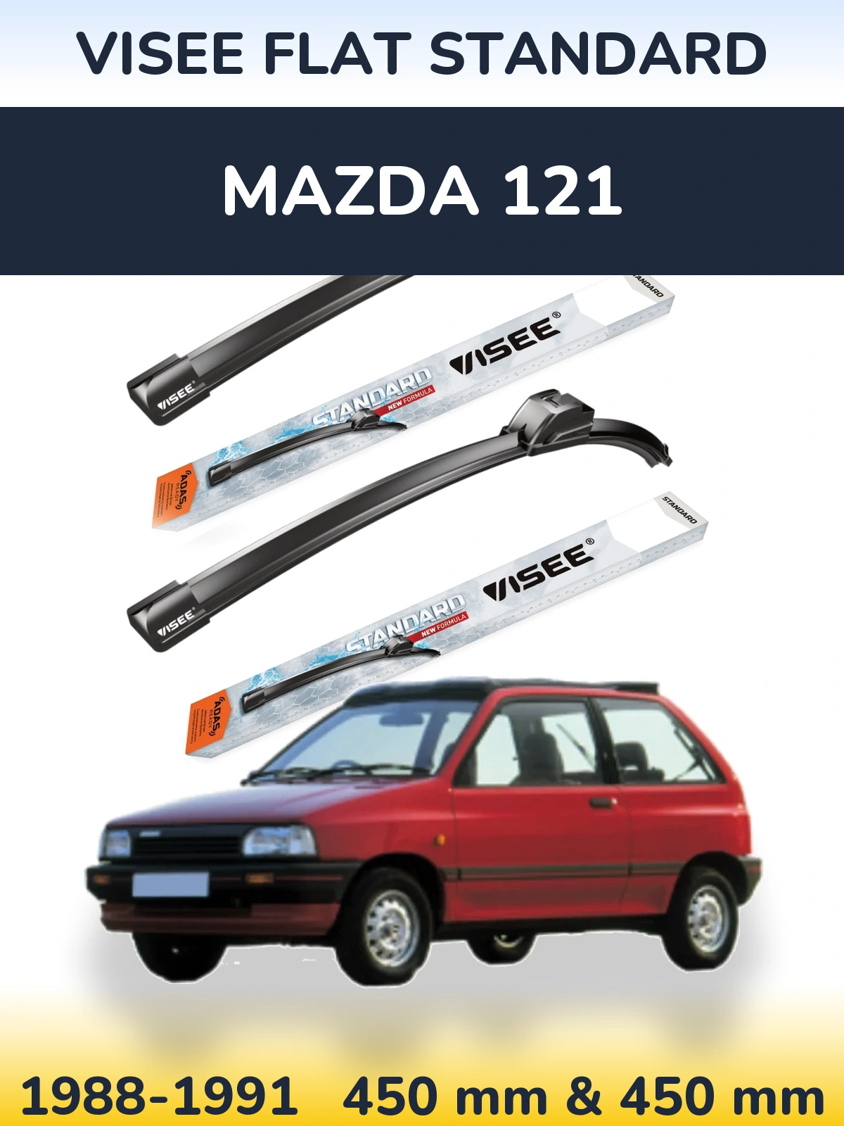 Комплект передних дворников VISEE FLAT STANDARD 450 & 450 мм для Mazda 121 1988-1991