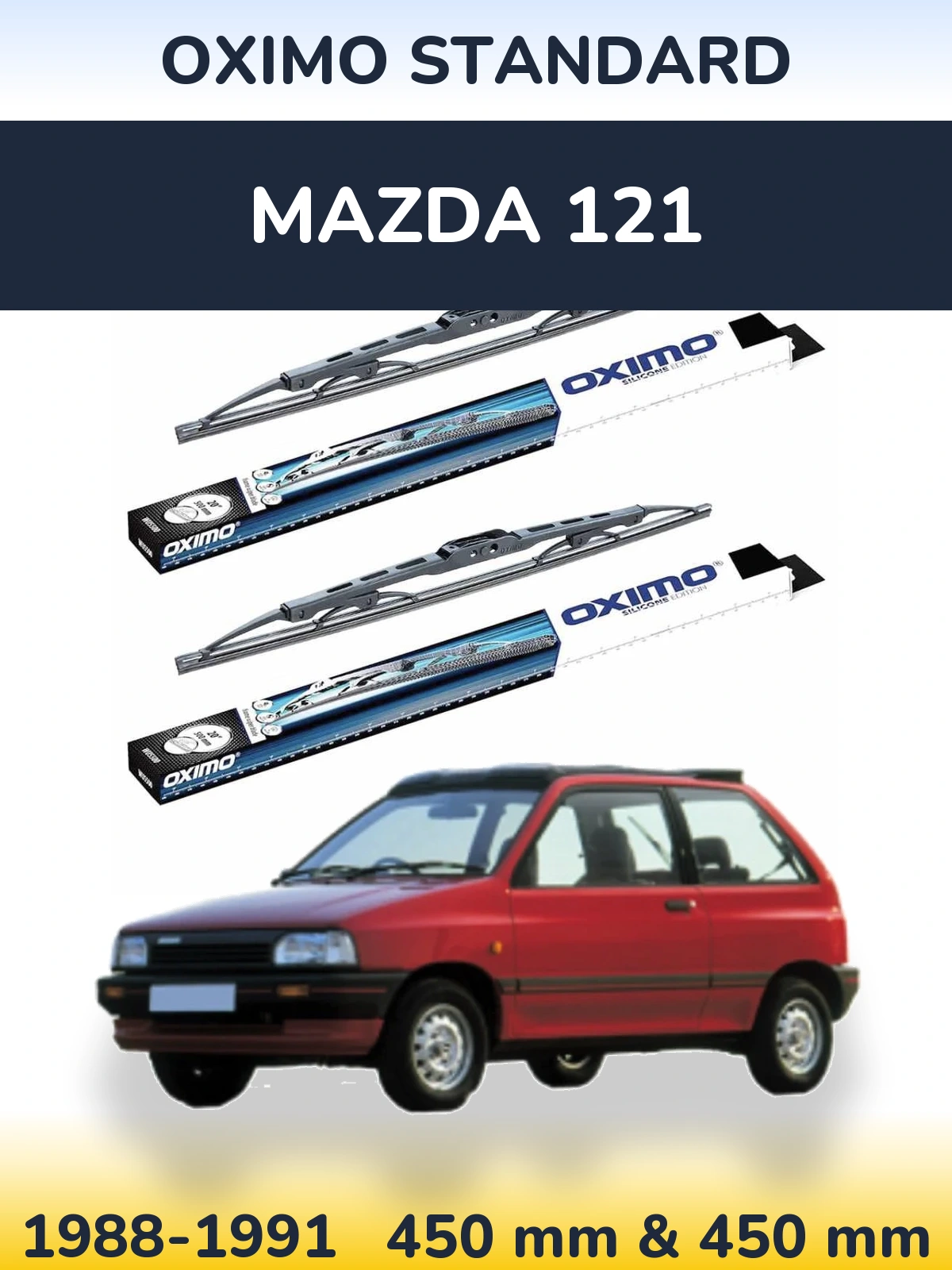 Комплект передних дворников Oximo Standard 450 & 450 мм для Mazda 121 1988-1991