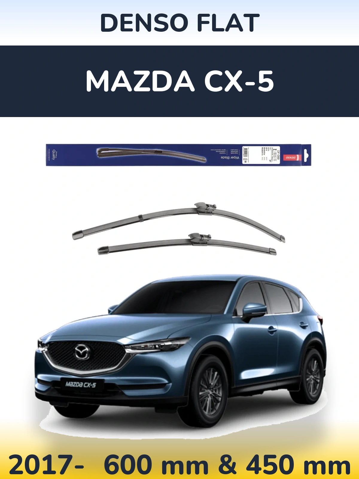 Komplet przednich wycieraczek Denso Flat 600 & 450 mm do Mazda CX-5 2017-2026