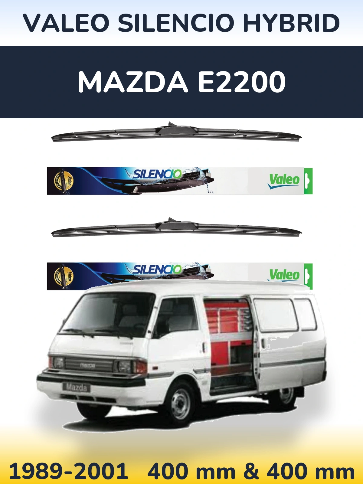 Комплект передних дворников Valeo Silencio Hybrid 400 & 400 мм для Mazda E2200 1989-2001