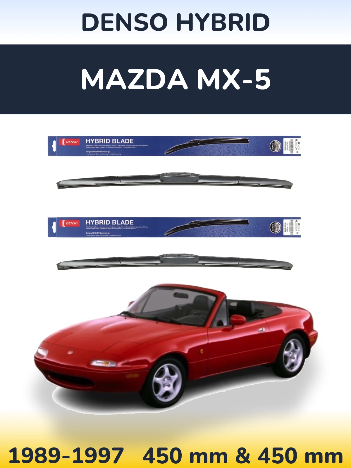Komplet przednich wycieraczek Denso Hybrid 450 & 450 mm do Mazda MX-5 1989-1997