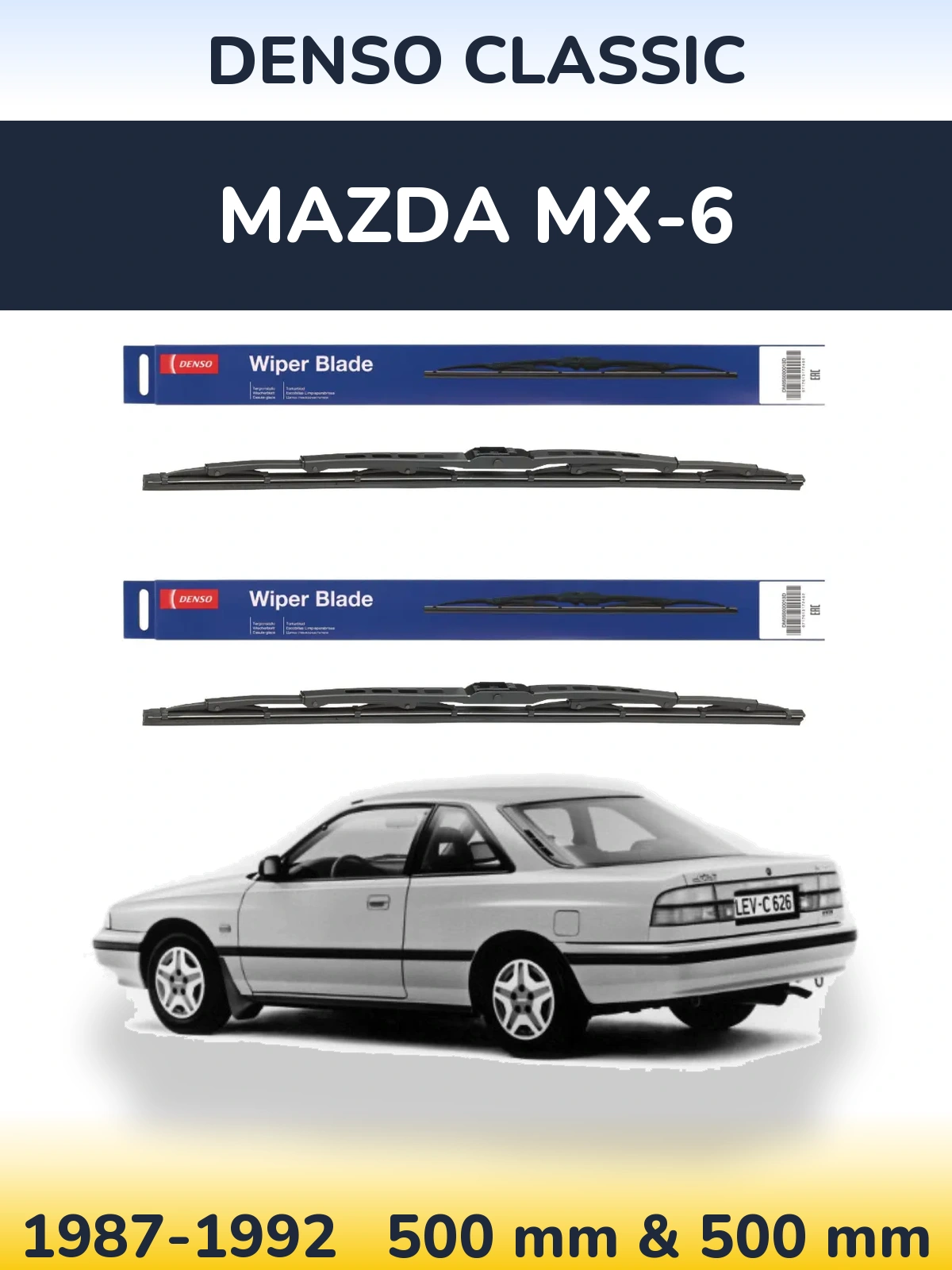 Komplet przednich wycieraczek Denso Classic 500 & 500 mm do Mazda MX-6 1987-1992