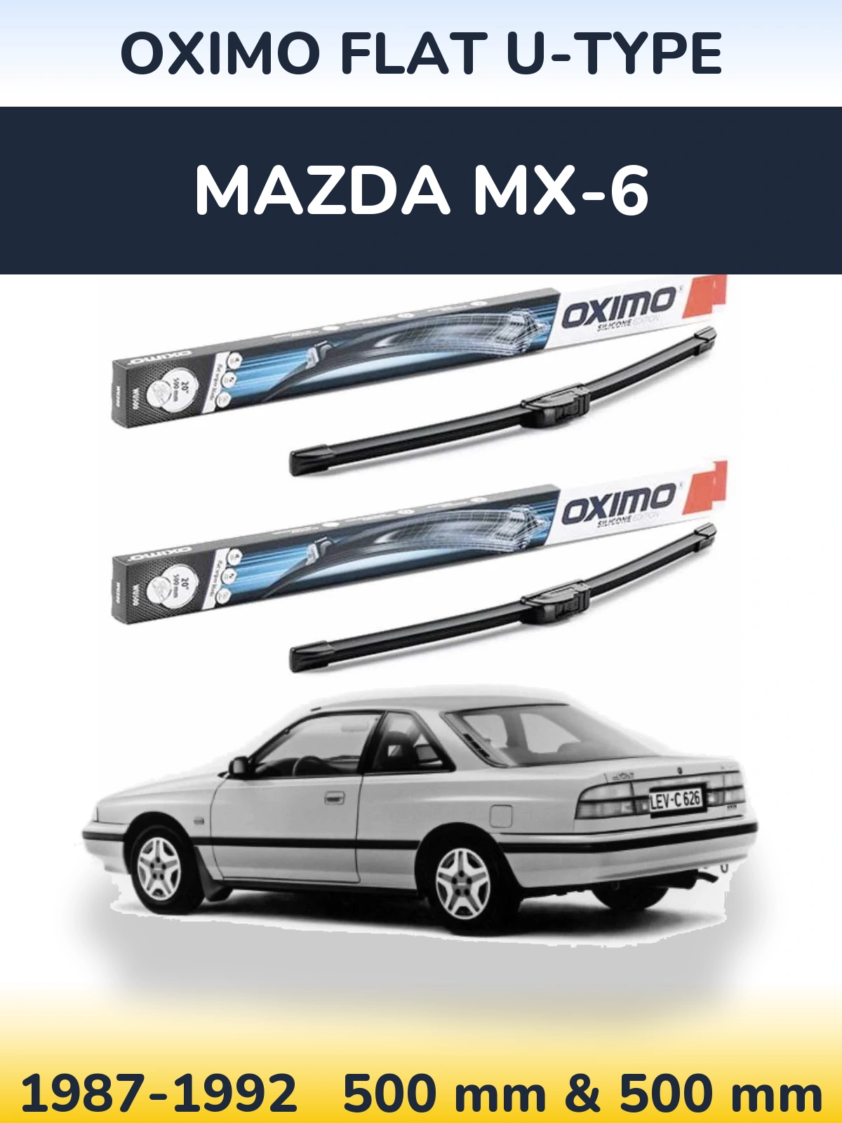 Komplet przednich wycieraczek Oximo Flat U-type 500 & 500 mm do Mazda MX-6 1987-1992