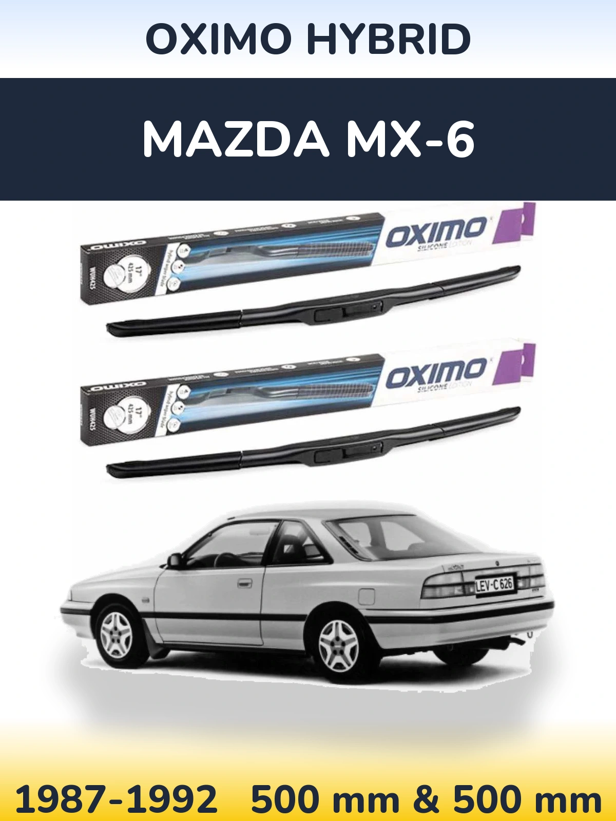 Комплект передних дворников Oximo Hybrid 500 & 500 мм для Mazda MX-6 1987-1992