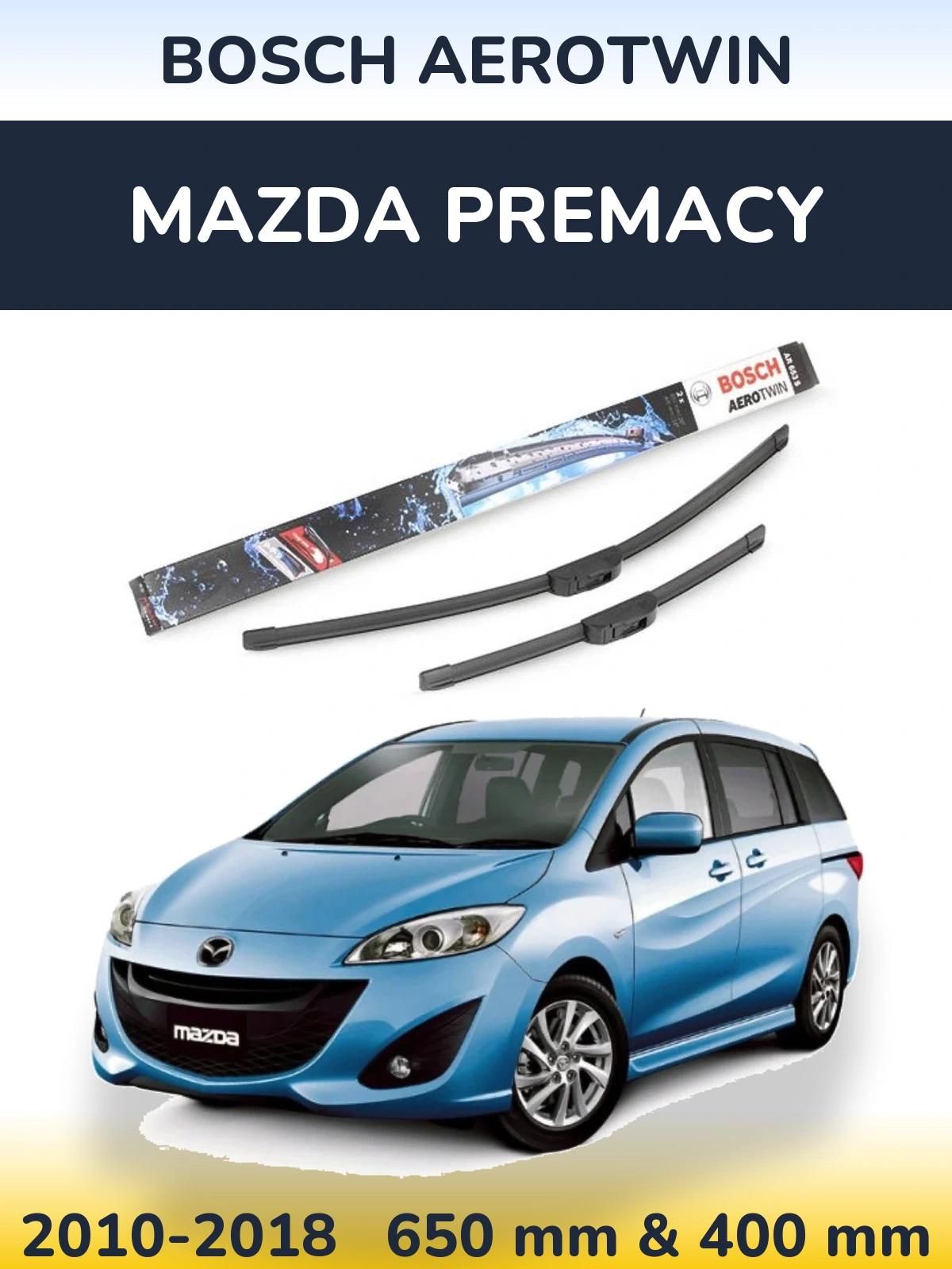 Komplet przednich wycieraczek BOSCH AeroTwin 650 & 400 mm do Mazda Premacy 2010-2018