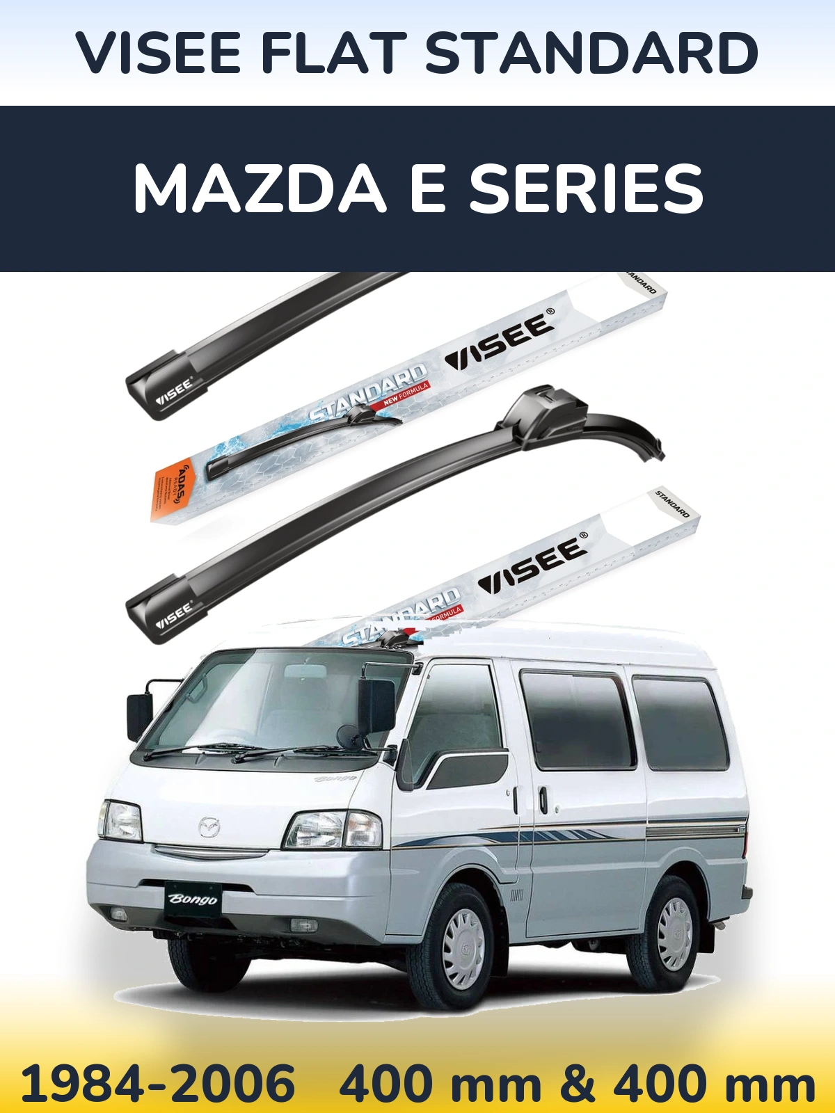 Komplet przednich wycieraczek VISEE FLAT STANDARD 400 & 400 mm do Mazda E Series 1984-2006
