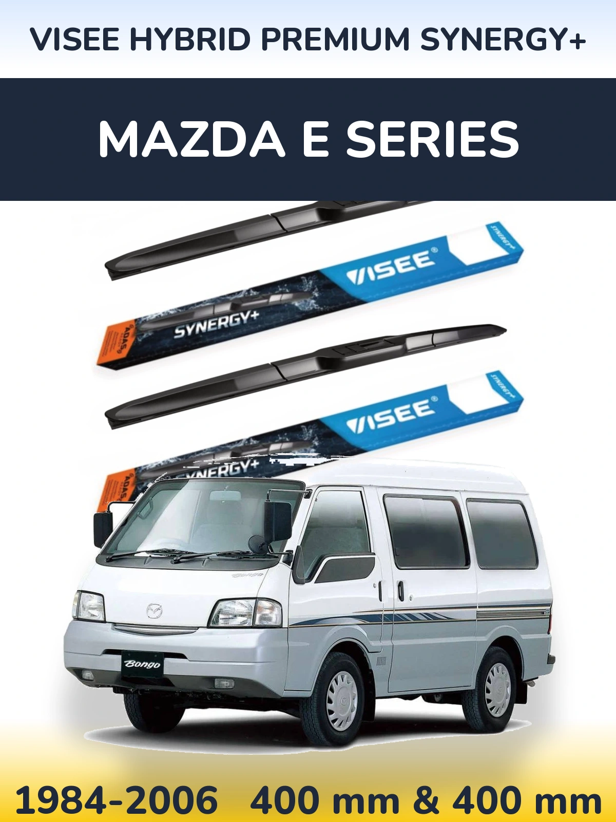 Komplet przednich wycieraczek VISEE HYBRID PREMIUM SYNERGY+ 400 & 400 mm do Mazda E Series 1984-2006