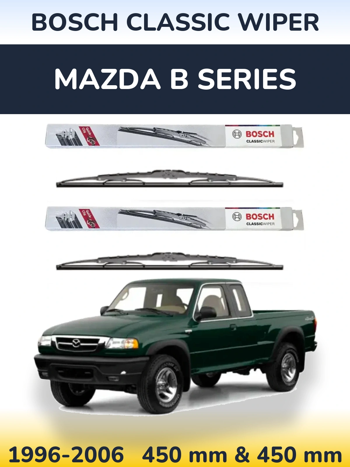 Komplet przednich wycieraczek BOSCH Classic Wiper 450 & 450 mm do Mazda B Series 1996-2006
