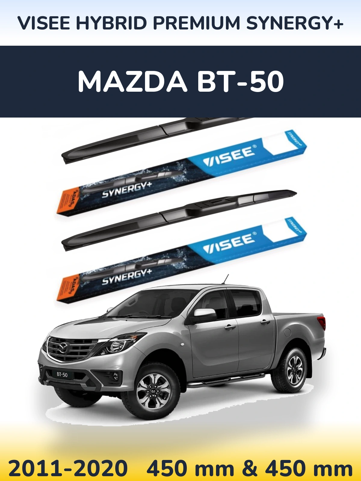 Komplet przednich wycieraczek VISEE HYBRID PREMIUM SYNERGY+ 450 & 450 mm do Mazda BT-50 2011-2020