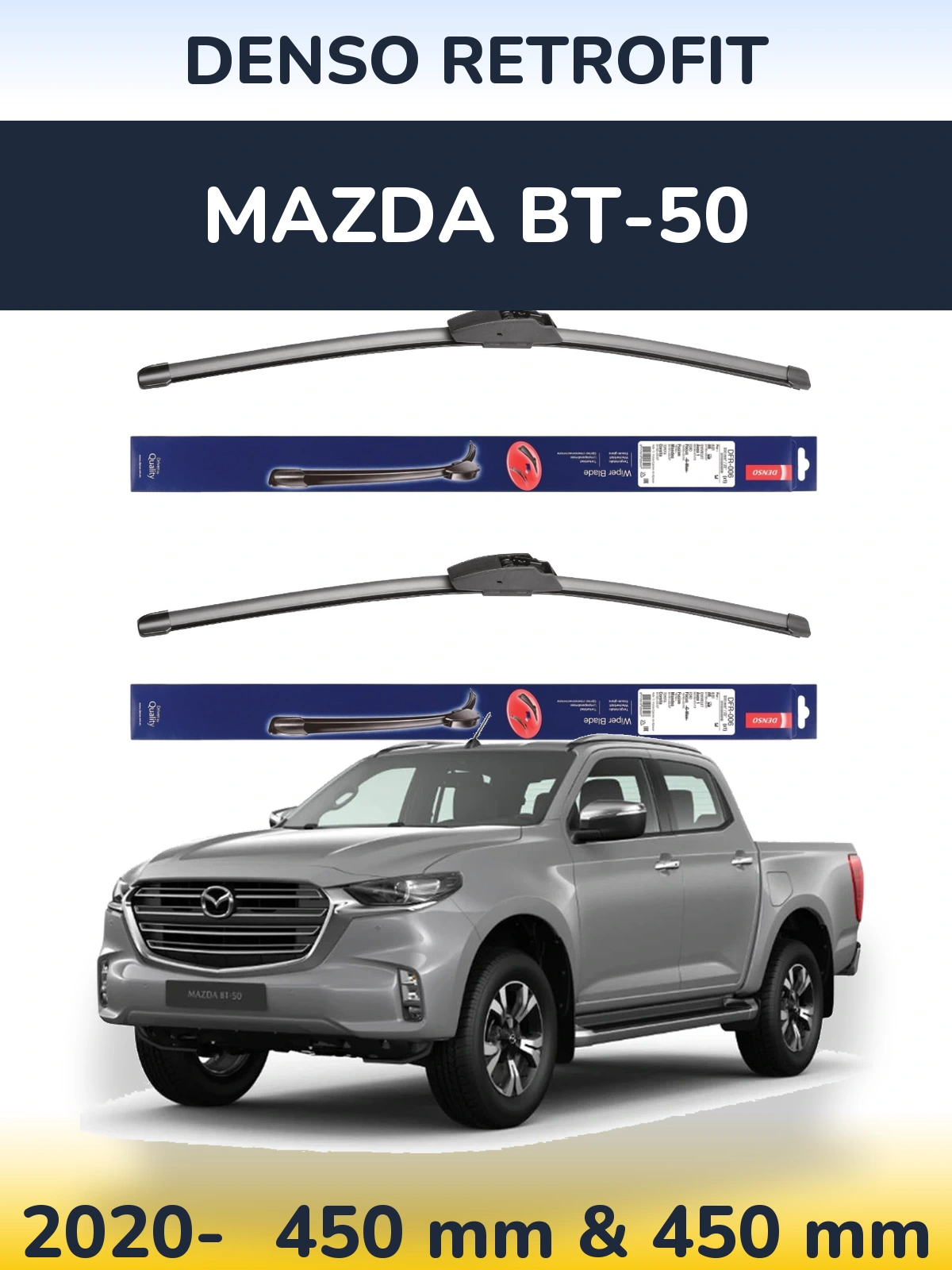Комплект передних дворников Denso Retrofit 450 & 450 мм для Mazda BT-50 2020-2026