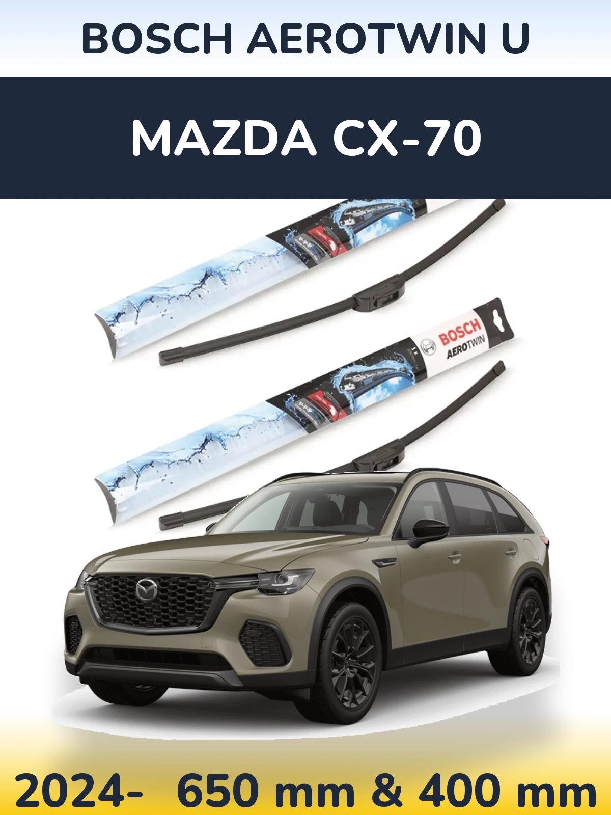 Komplet przednich wycieraczek BOSCH AeroTwin U 650 & 400 mm do Mazda CX-70 2024-2026