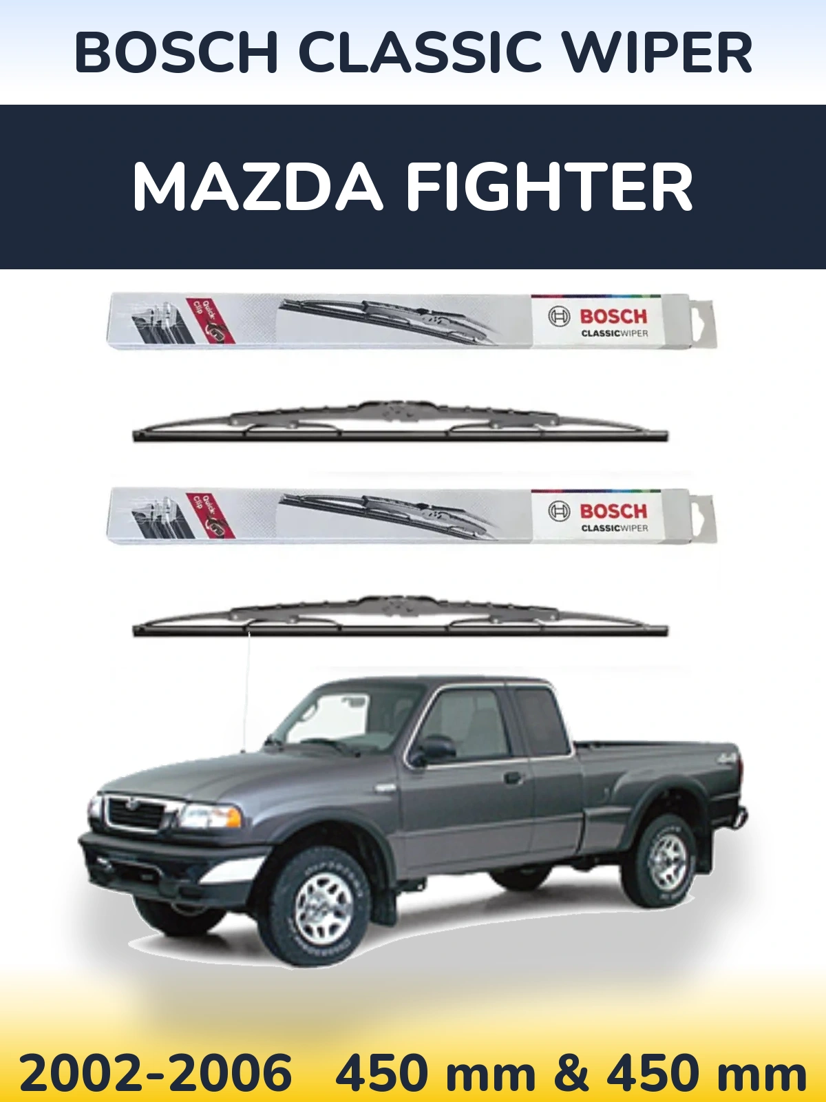 Komplet przednich wycieraczek BOSCH Classic Wiper 450 & 450 mm do Mazda Fighter 2002-2006