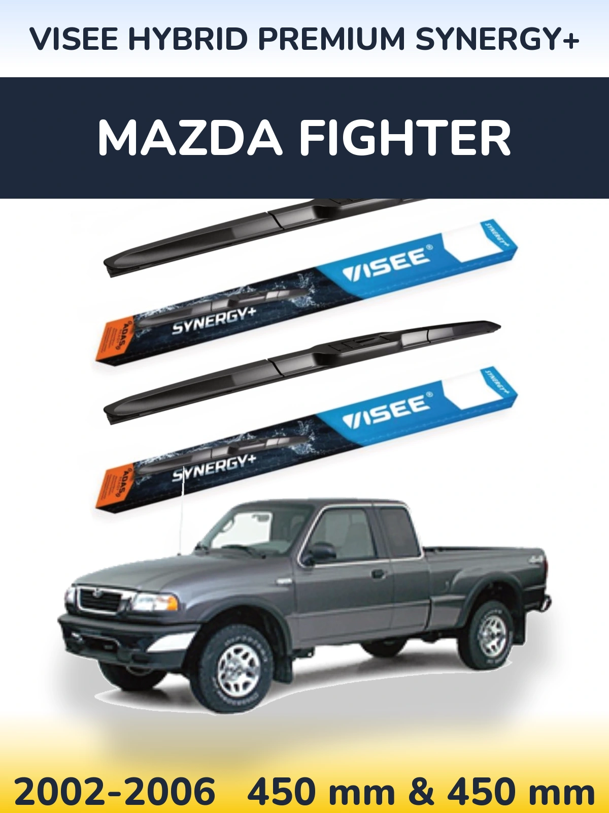 Комплект передніх щіток VISEE HYBRID PREMIUM SYNERGY+ 450 & 450 мм для Mazda Fighter 2002-2006