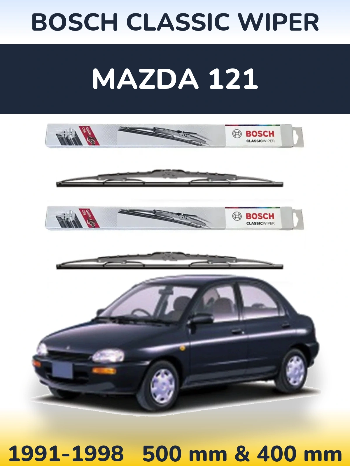 Комплект передніх щіток BOSCH Classic Wiper 500 & 400 мм для Mazda 121 1991-1998