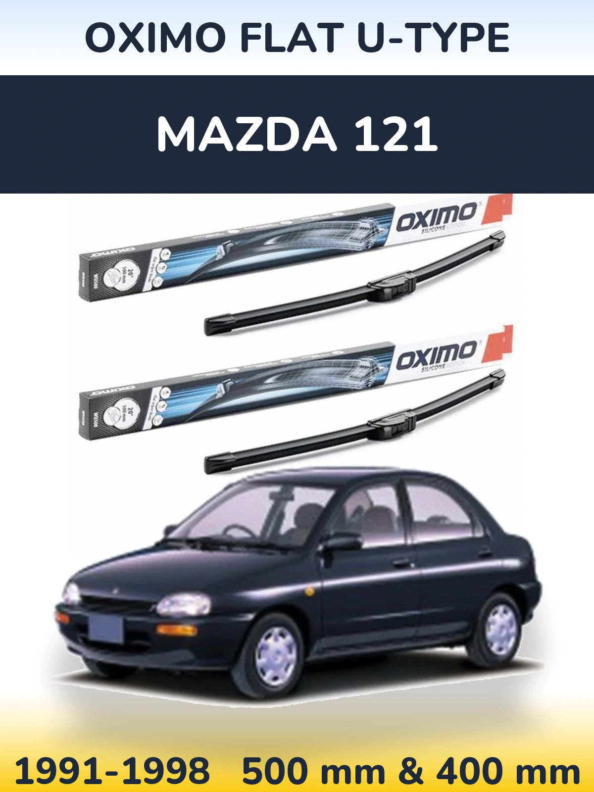 Комплект передніх щіток Oximo Flat U-type 500 & 400 мм для Mazda 121 1991-1998