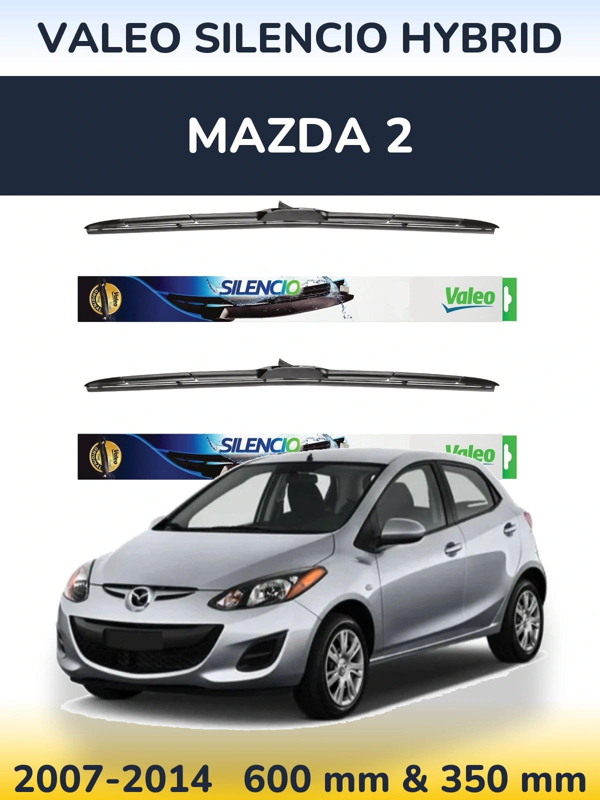 Комплект передних дворников Valeo Silencio Hybrid 600 & 350 мм для Mazda 2 2007-2014