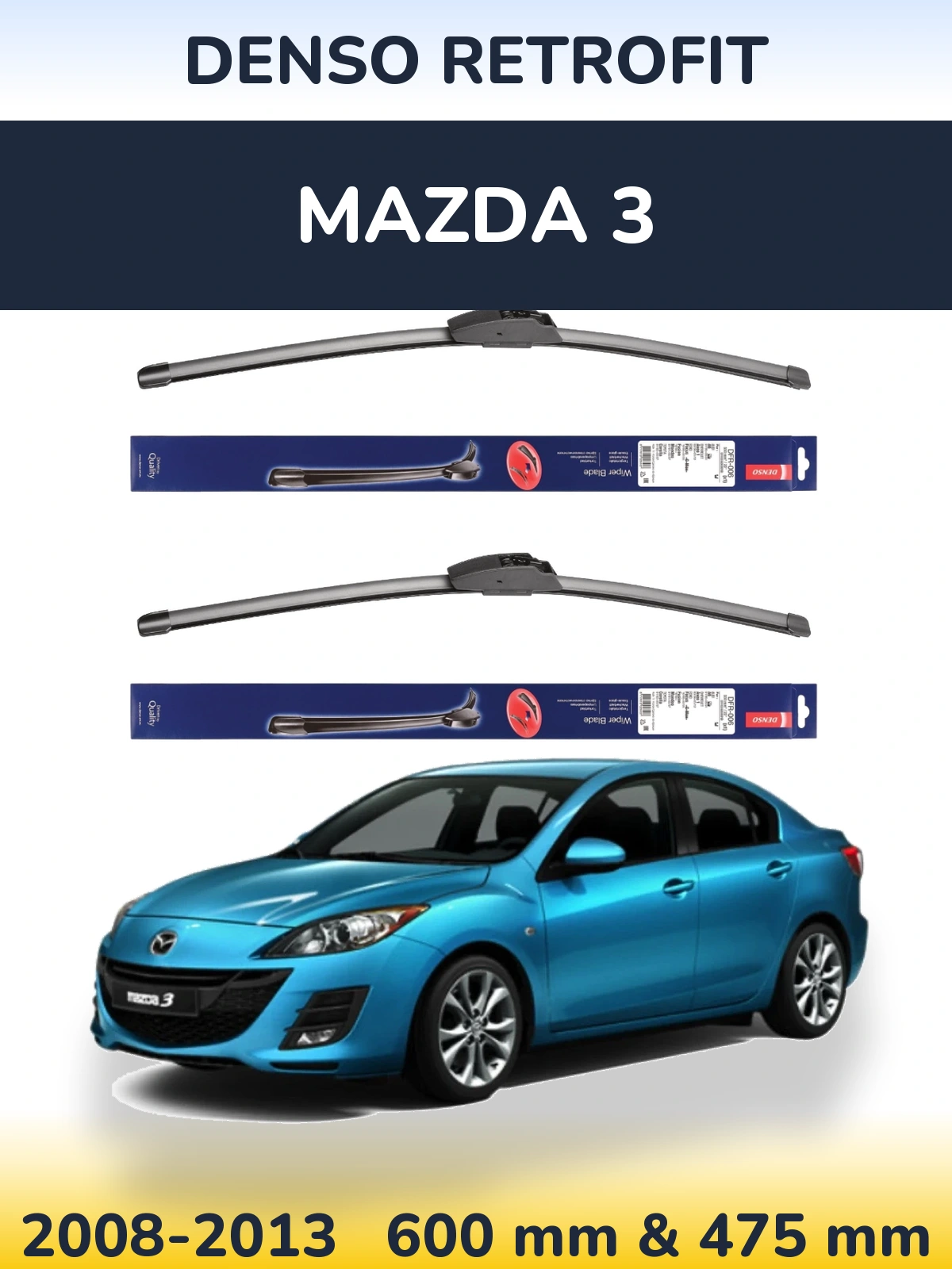 Комплект передних дворников Denso Retrofit 600 & 475 мм для Mazda 3 2008-2013