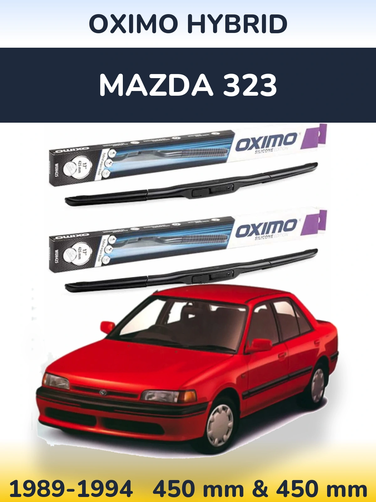 Комплект передних дворников Oximo Hybrid 450 & 450 мм для Mazda 323 1989-1994