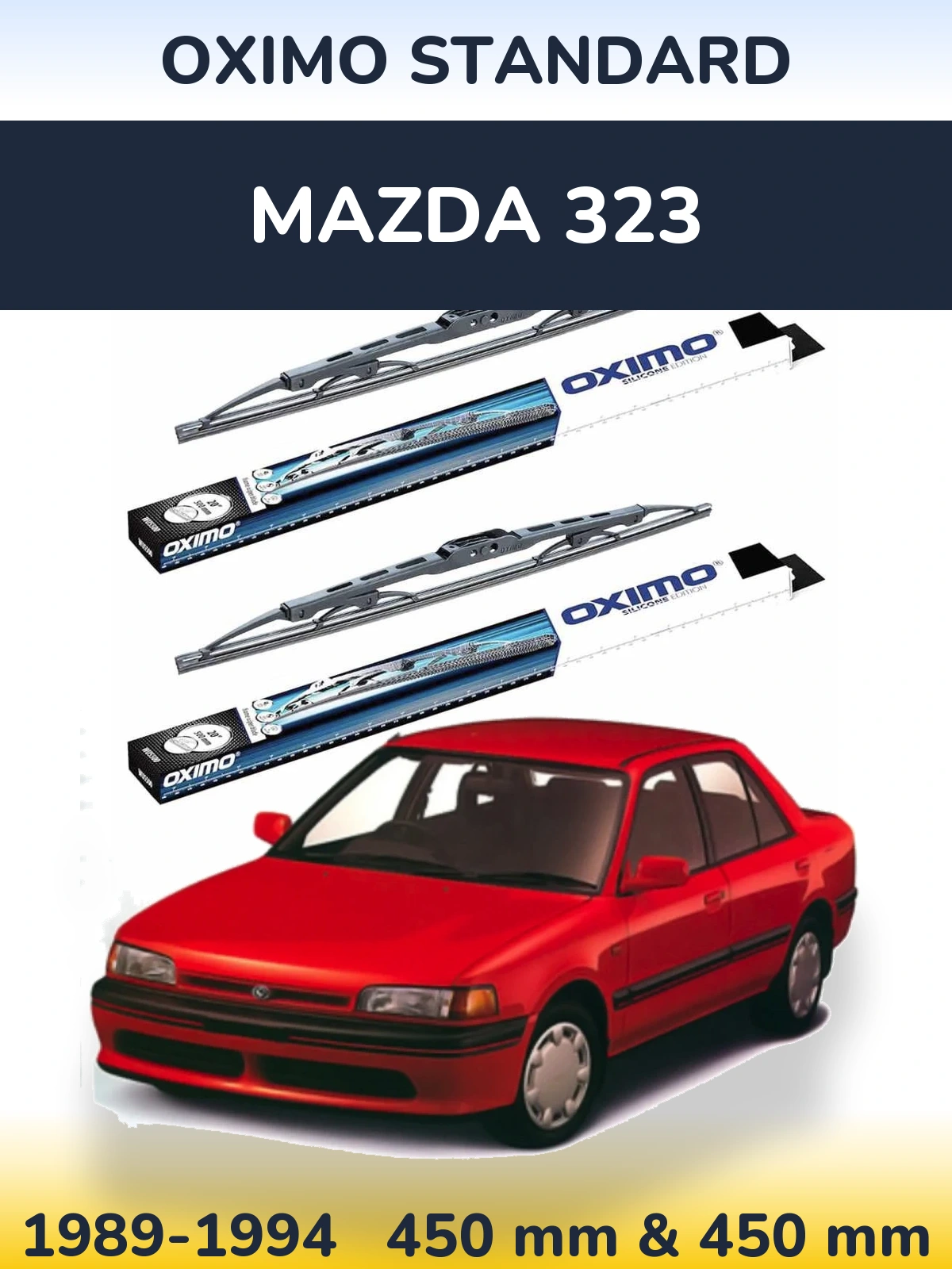 Front wiper blade set Oximo Standard 450 & 450 mm for Mazda 323 1989-1994