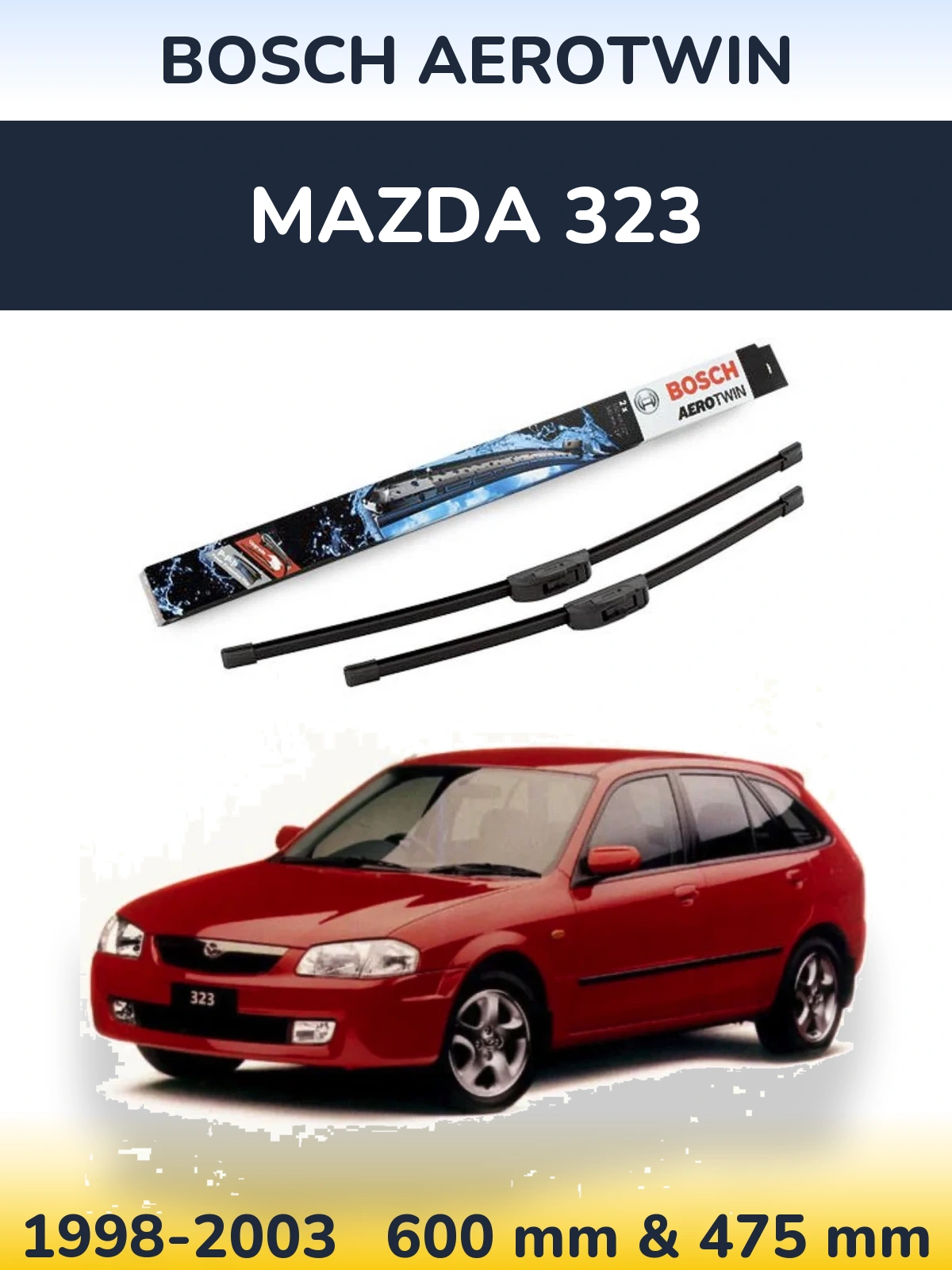 Комплект передних дворников BOSCH AeroTwin 600 & 475 мм для Mazda 323 1998-2003