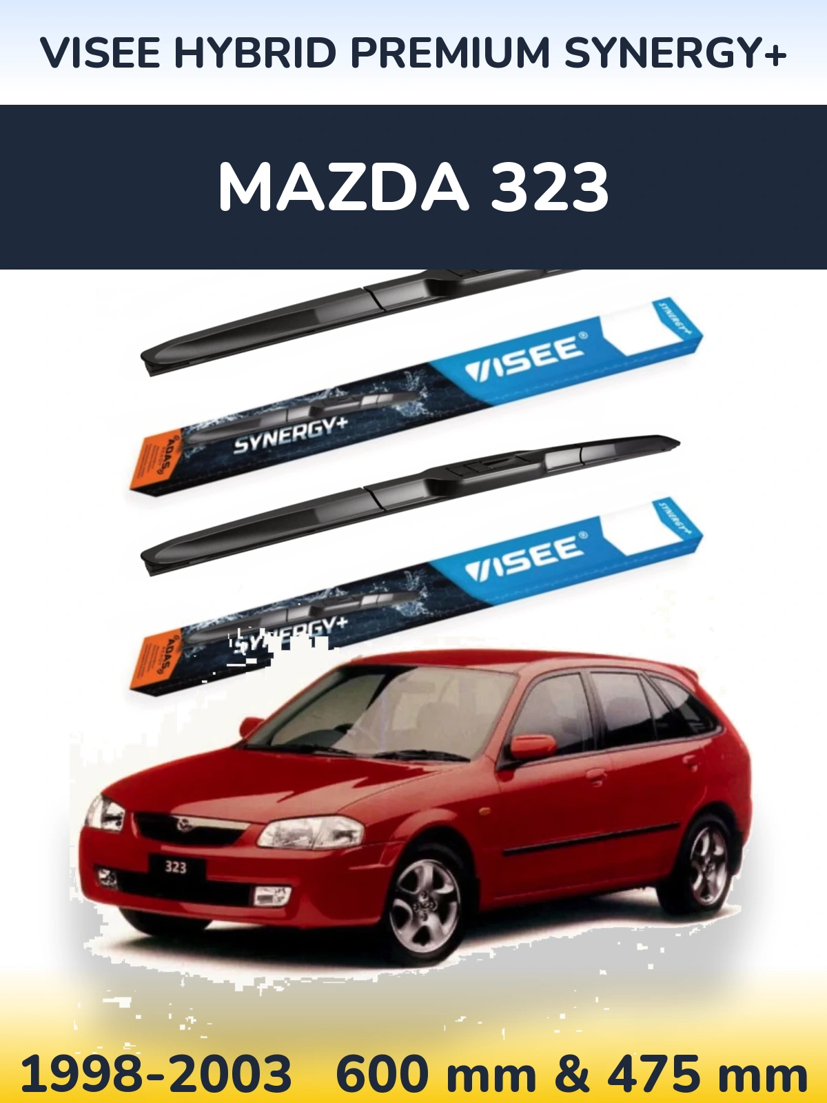 Комплект передних дворников VISEE HYBRID PREMIUM SYNERGY+ 600 & 475 мм для Mazda 323 1998-2003