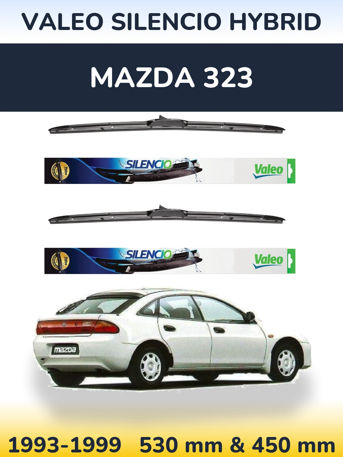Комплект передних дворников Valeo Silencio Hybrid 530 & 450 мм для Mazda 323 1993-1999