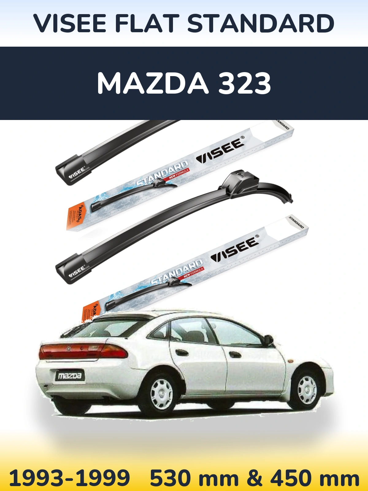 Комплект передних дворников VISEE FLAT STANDARD 530 & 450 мм для Mazda 323 1993-1999