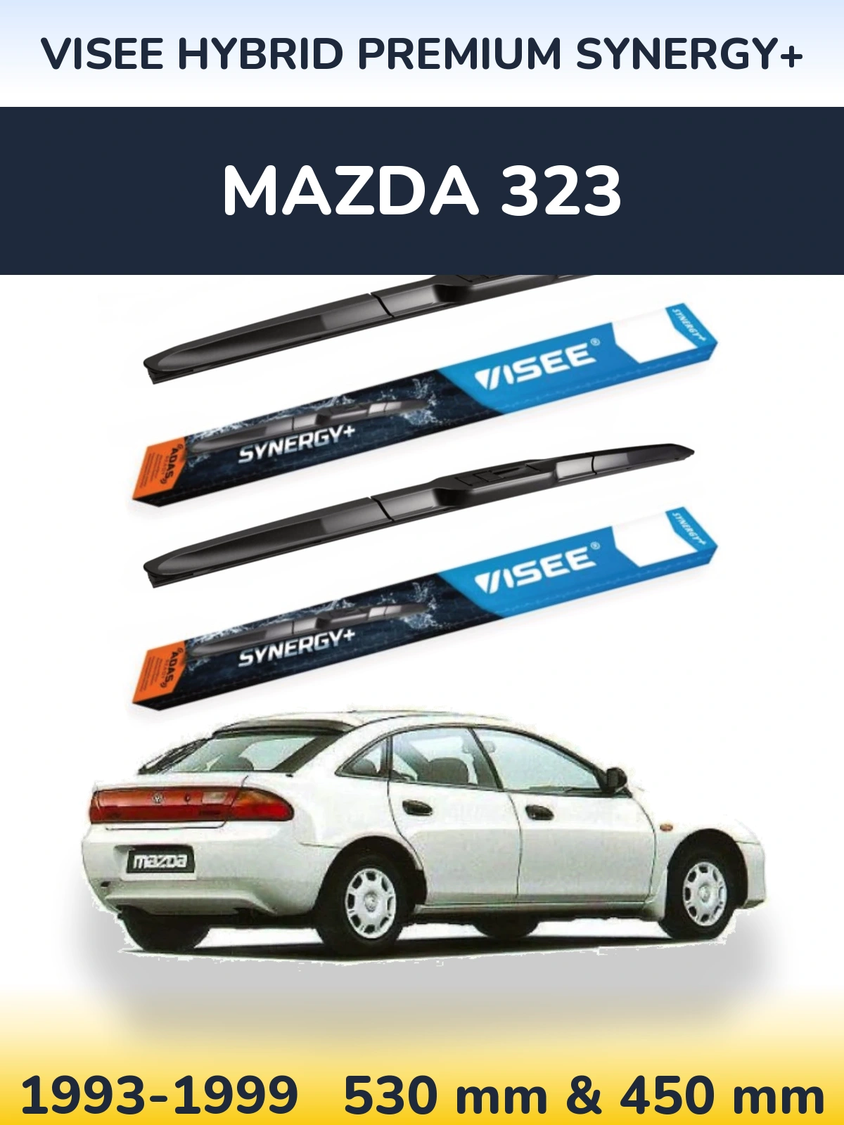 Комплект передних дворников VISEE HYBRID PREMIUM SYNERGY+ 530 & 450 мм для Mazda 323 1993-1999