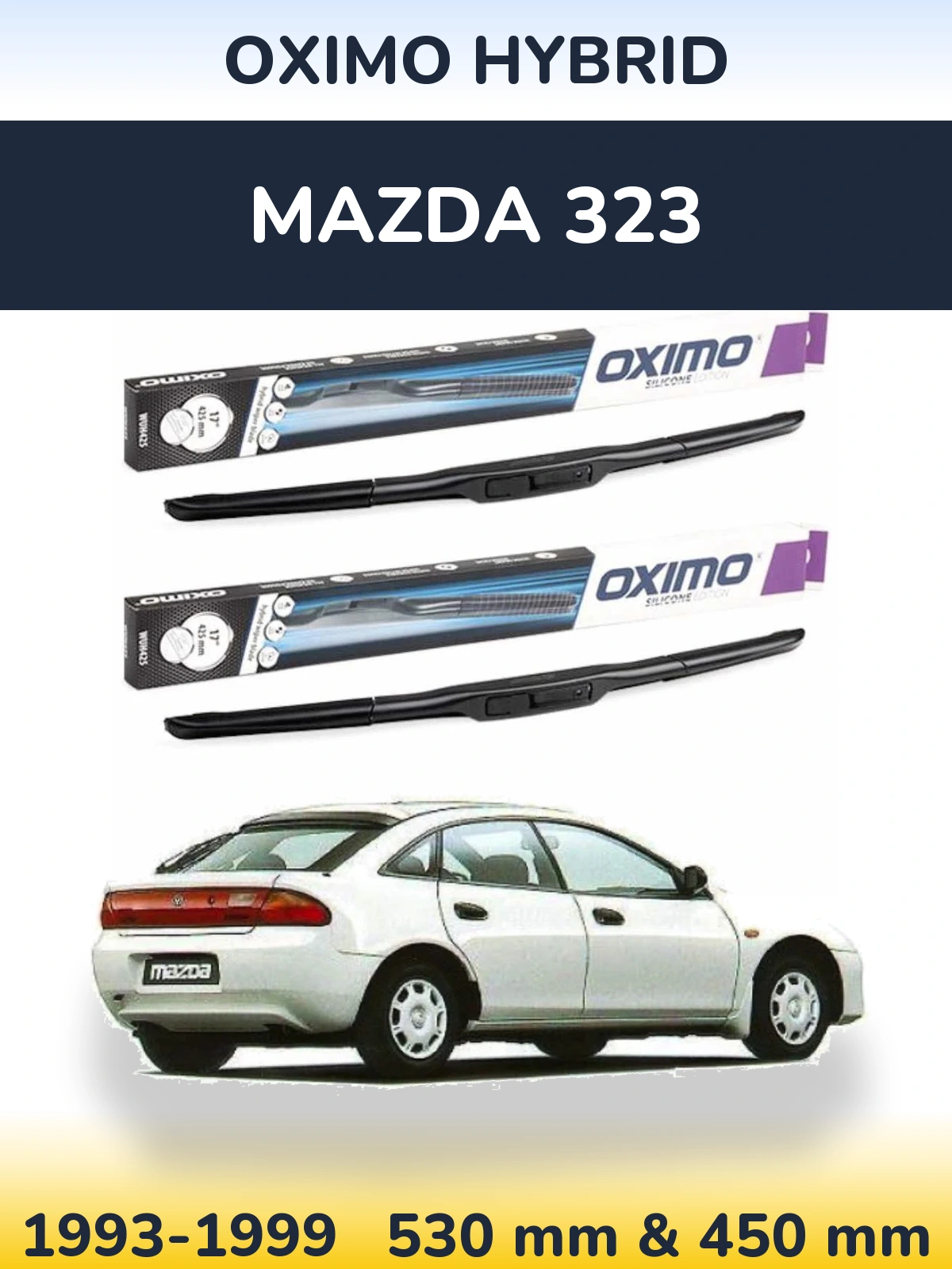 Комплект передних дворников Oximo Hybrid 530 & 450 мм для Mazda 323 1993-1999