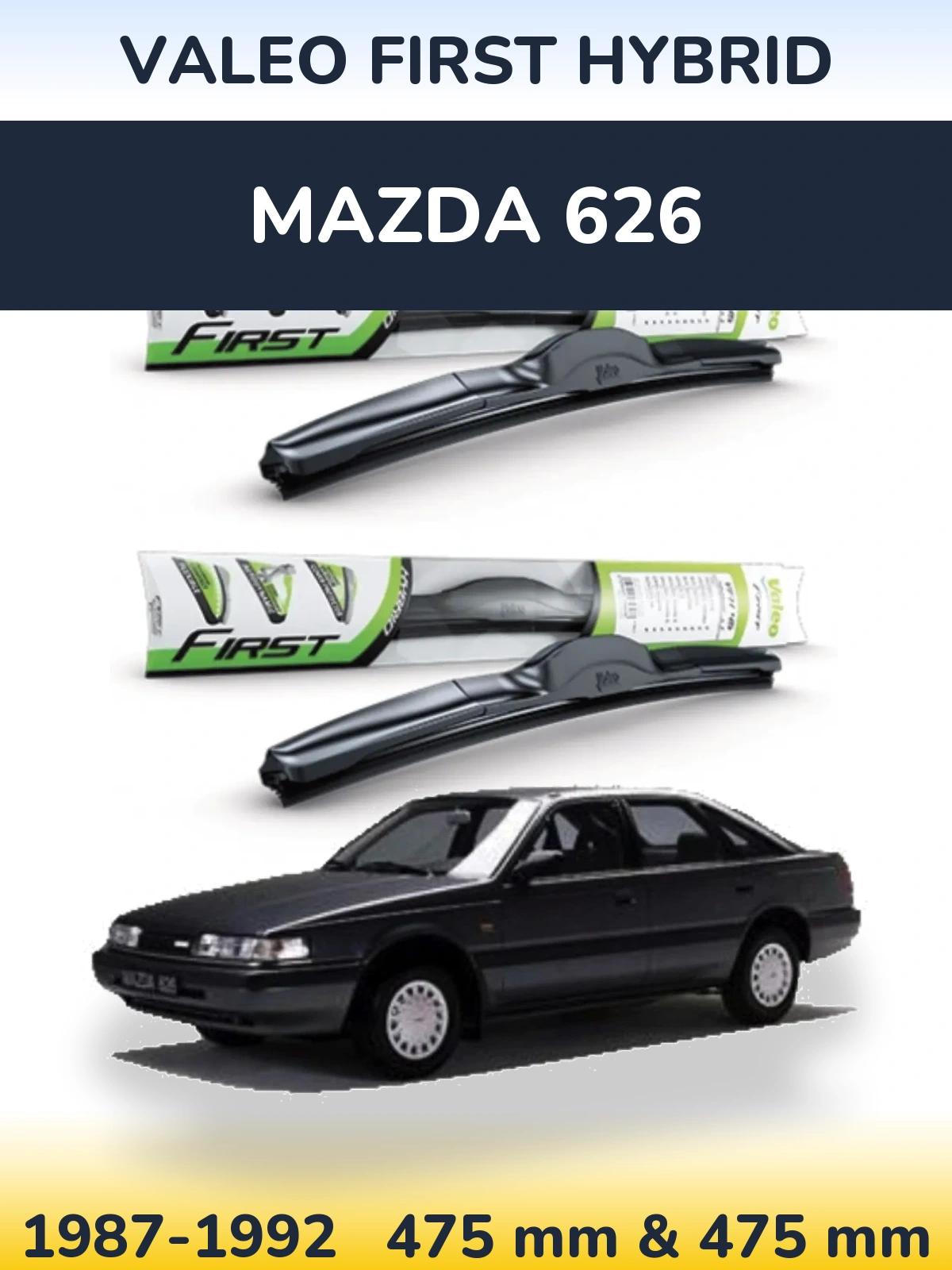 Комплект передних дворников Valeo First Hybrid 475 & 475 мм для Mazda 626 1987-1992