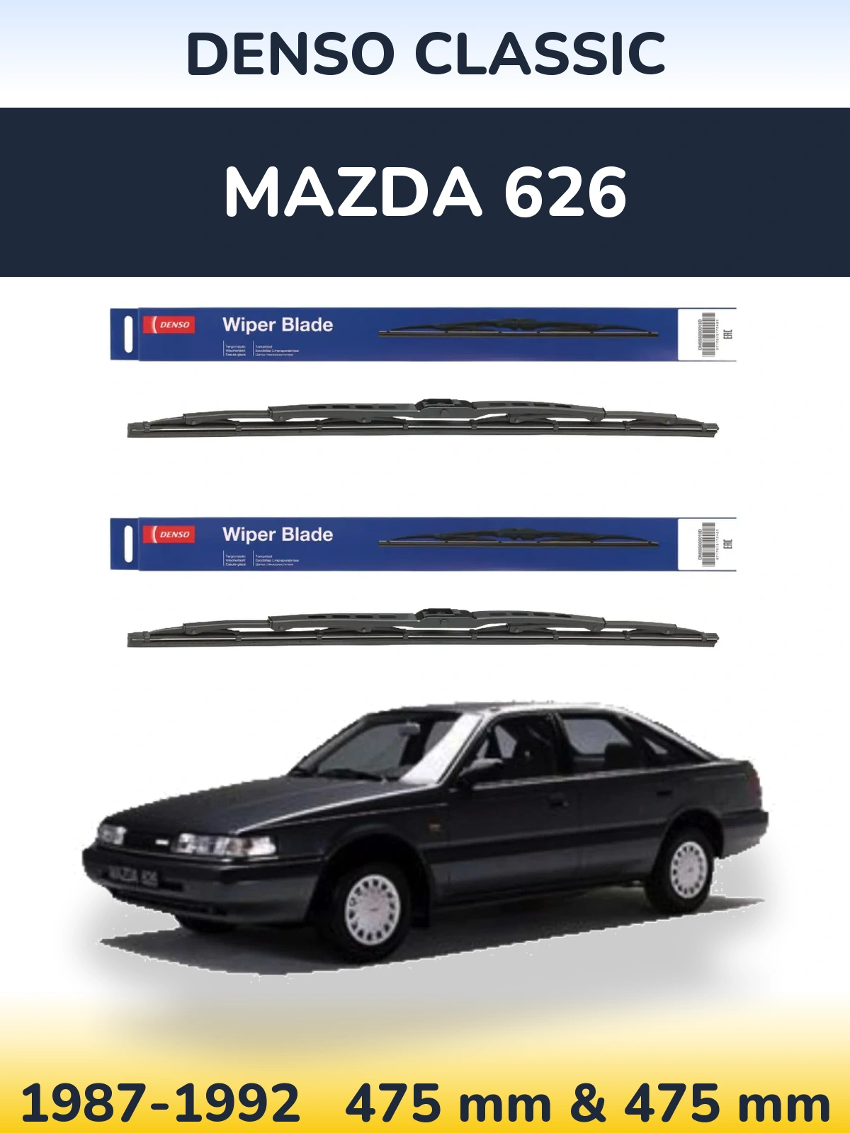 Komplet przednich wycieraczek Denso Classic 475 & 475 mm do Mazda 626 1987-1992