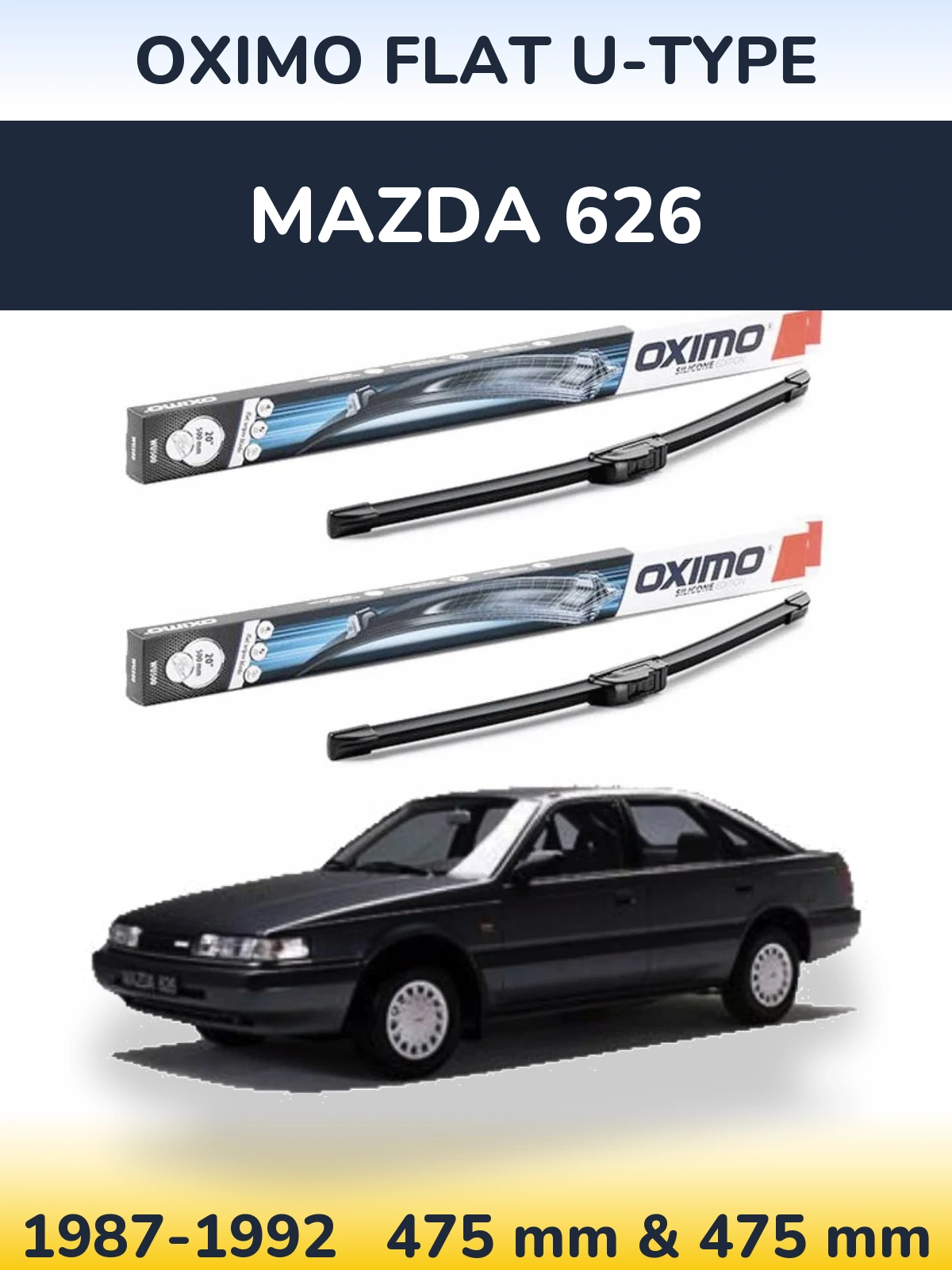 Комплект передних дворников Oximo Flat U-type 475 & 475 мм для Mazda 626 1987-1992