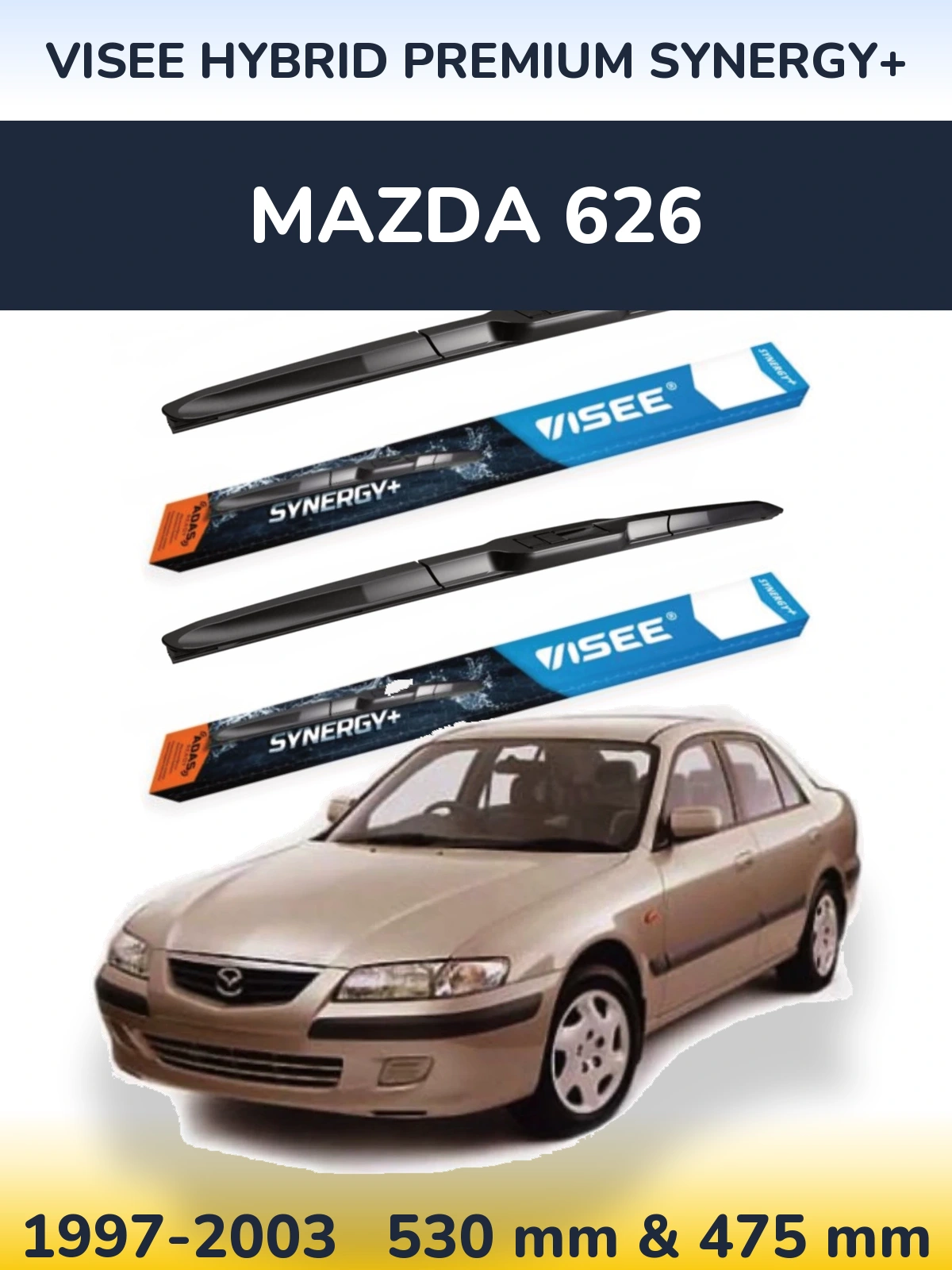 Комплект передних дворников VISEE HYBRID PREMIUM SYNERGY+ 530 & 475 мм для Mazda 626 1997-2003