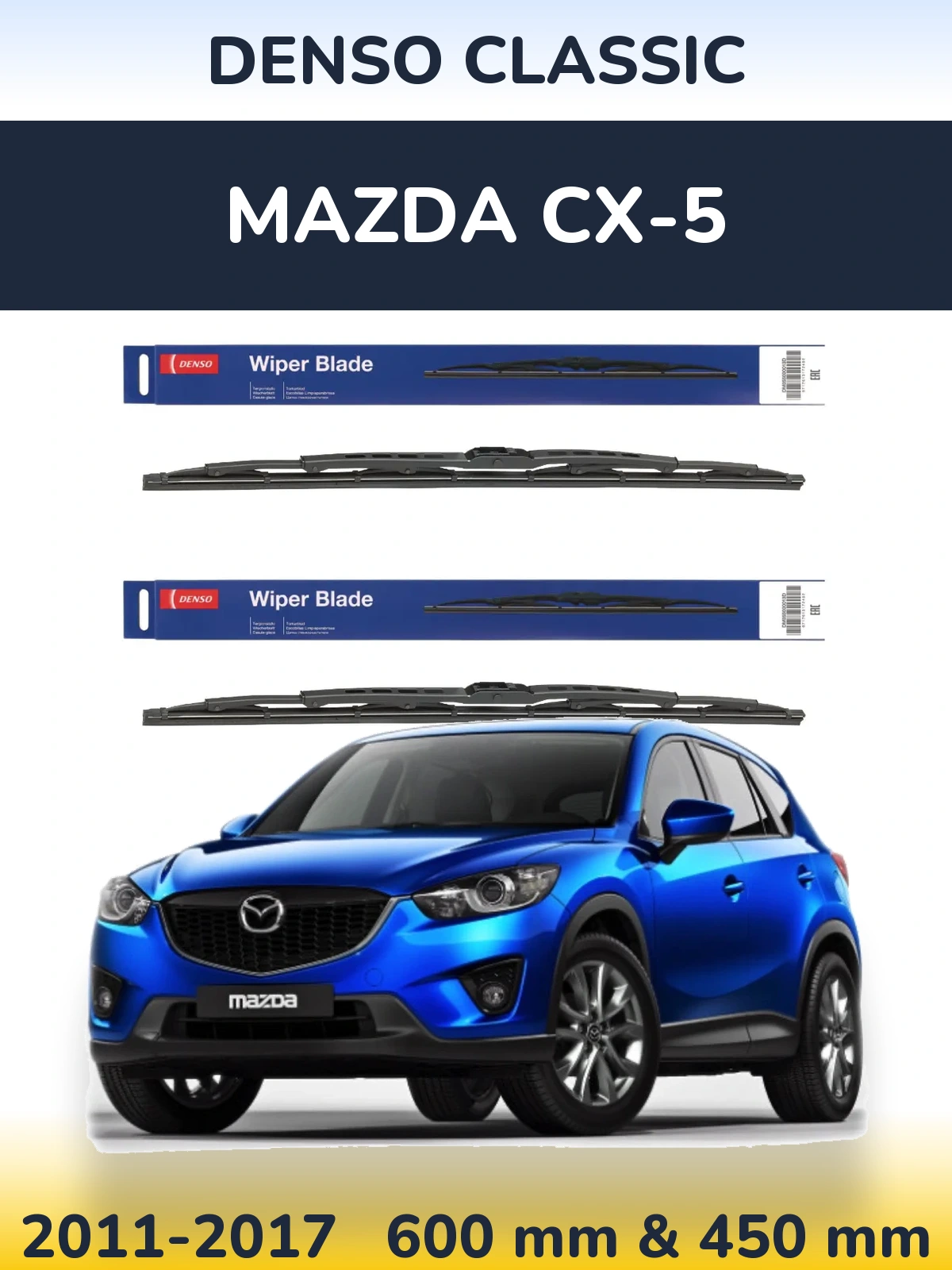 Komplet przednich wycieraczek Denso Classic 600 & 450 mm do Mazda CX-5 2011-2017