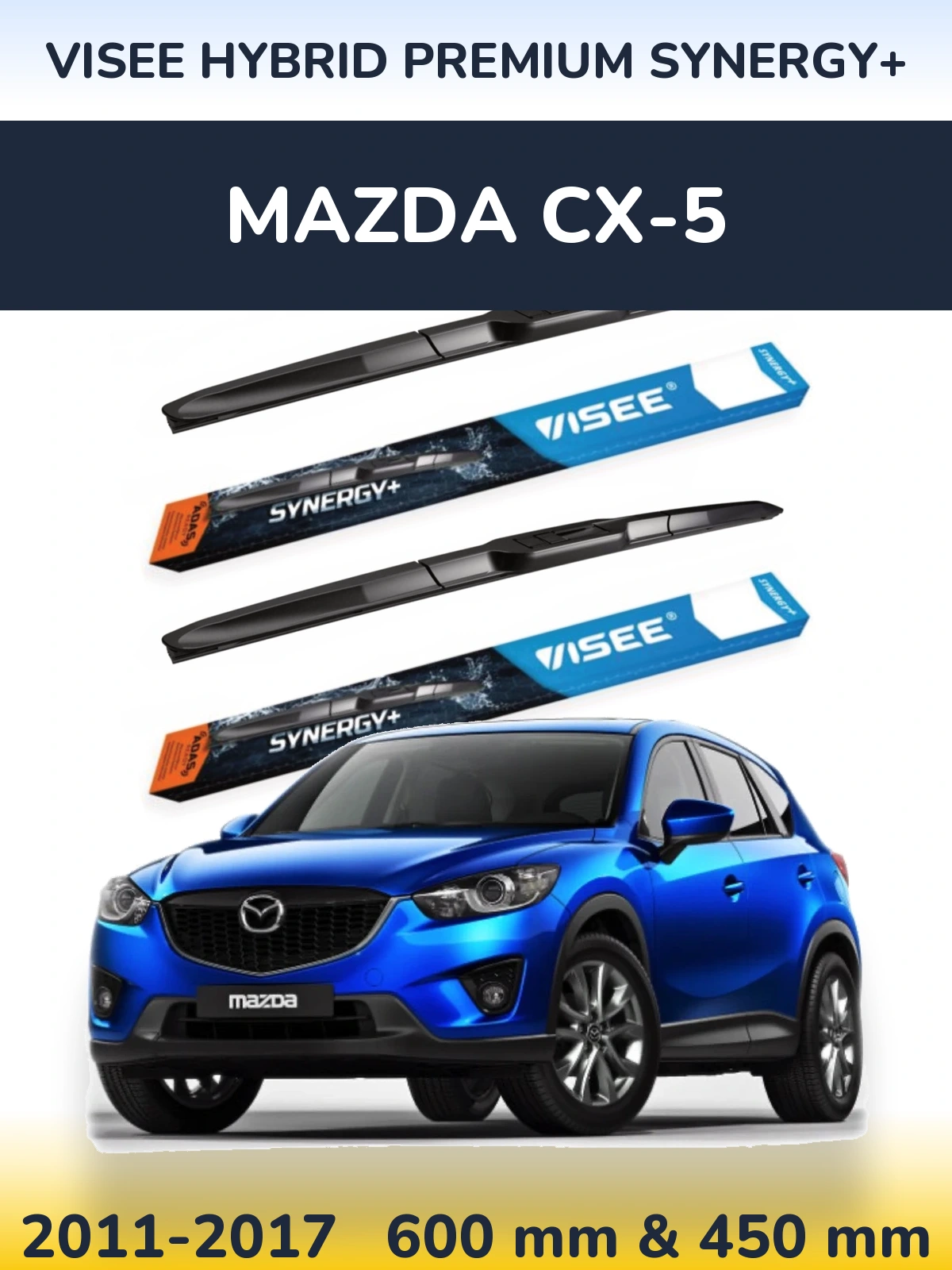 Комплект передніх щіток VISEE HYBRID PREMIUM SYNERGY+ 600 & 450 мм для Mazda CX-5 2011-2017