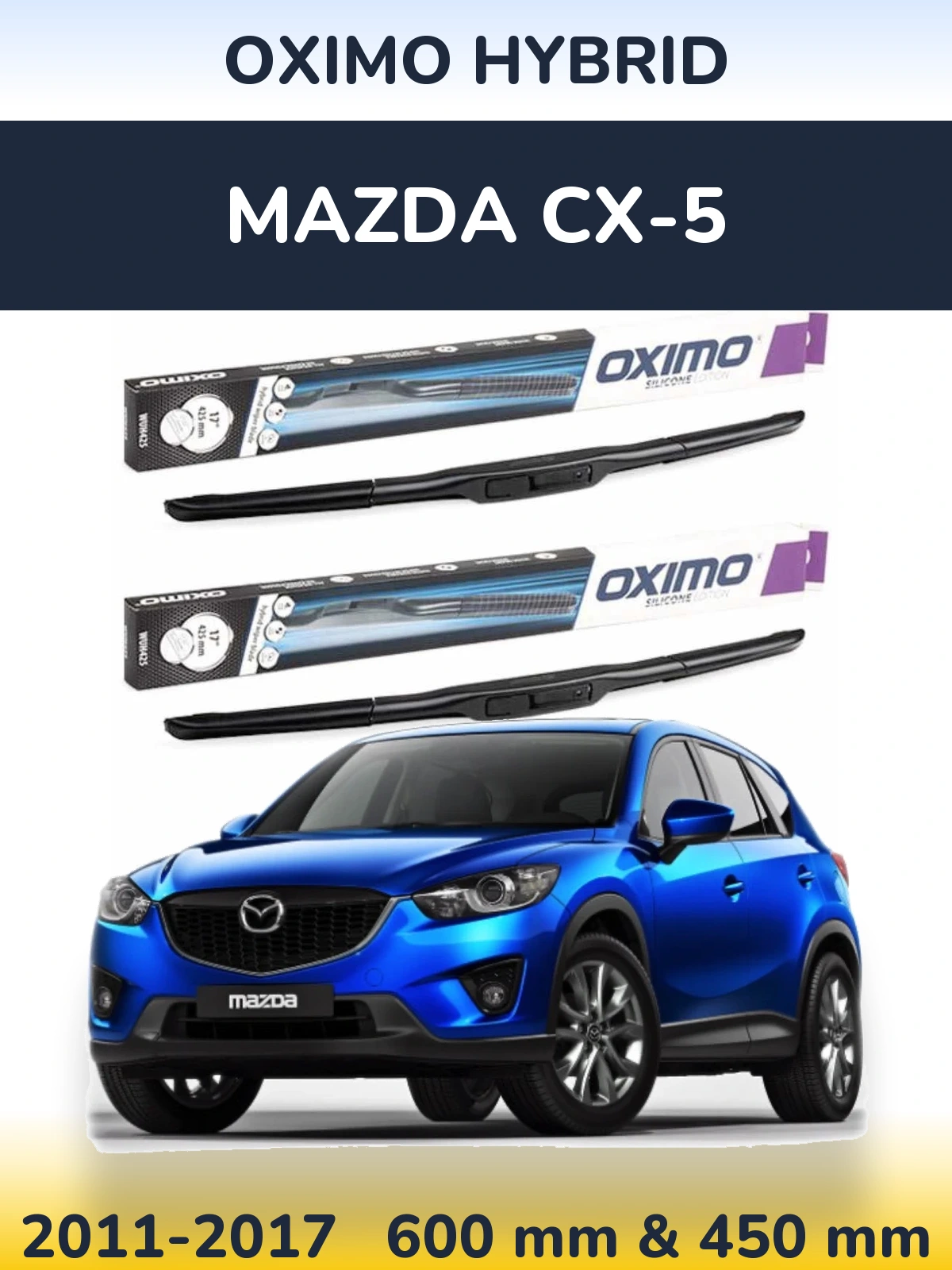 Komplet przednich wycieraczek Oximo Hybrid 600 & 450 mm do Mazda CX-5 2011-2017