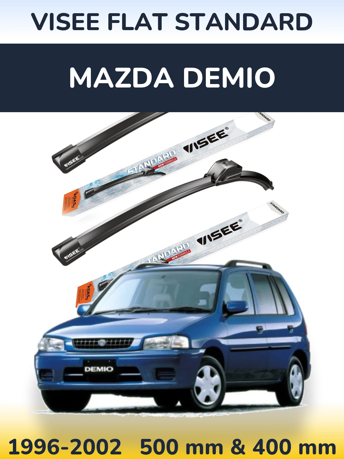 Комплект передних дворников VISEE FLAT STANDARD 500 & 400 мм для Mazda Demio 1996-2002