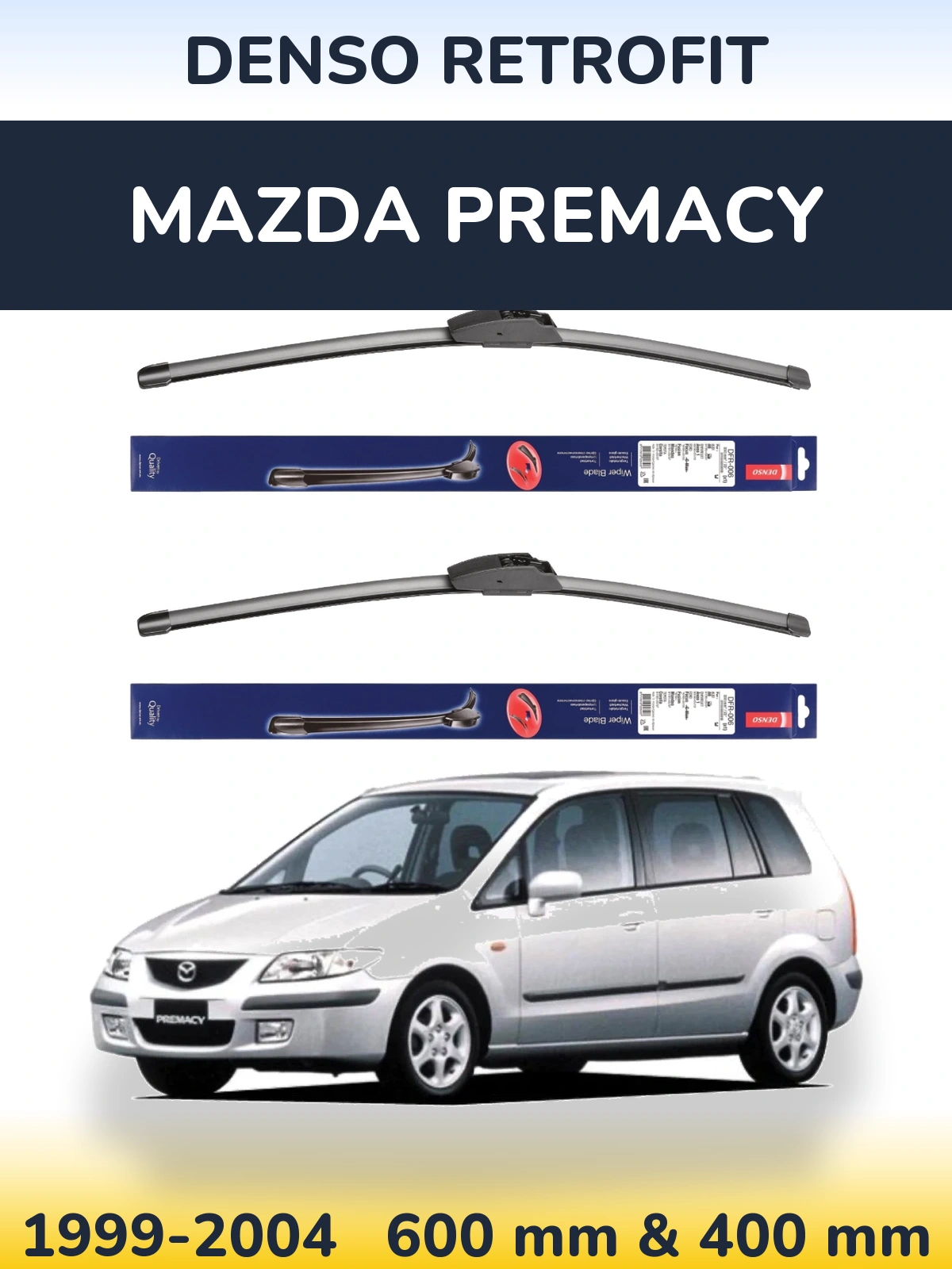 Komplet przednich wycieraczek Denso Retrofit 600 & 400 mm do Mazda Premacy 1999-2004