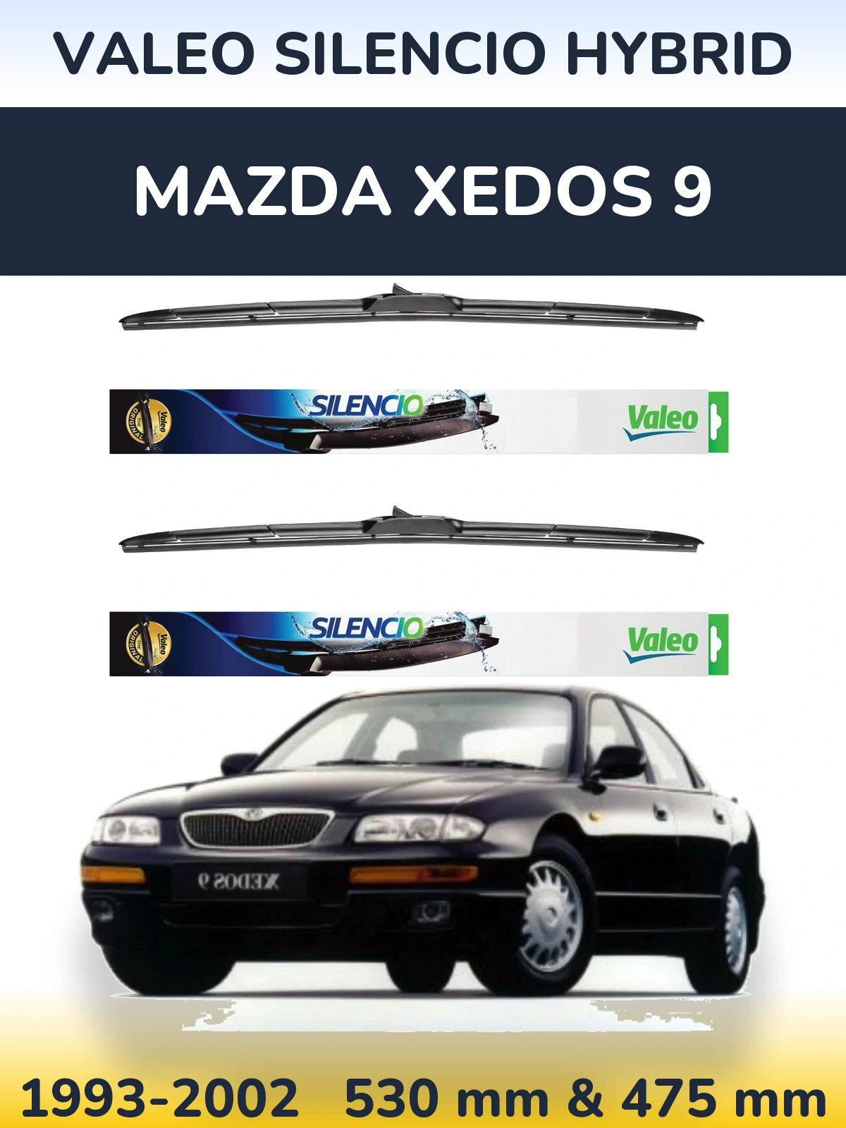 Комплект передних дворников Valeo Silencio Hybrid 530 & 475 мм для Mazda Xedos 9 1993-2002