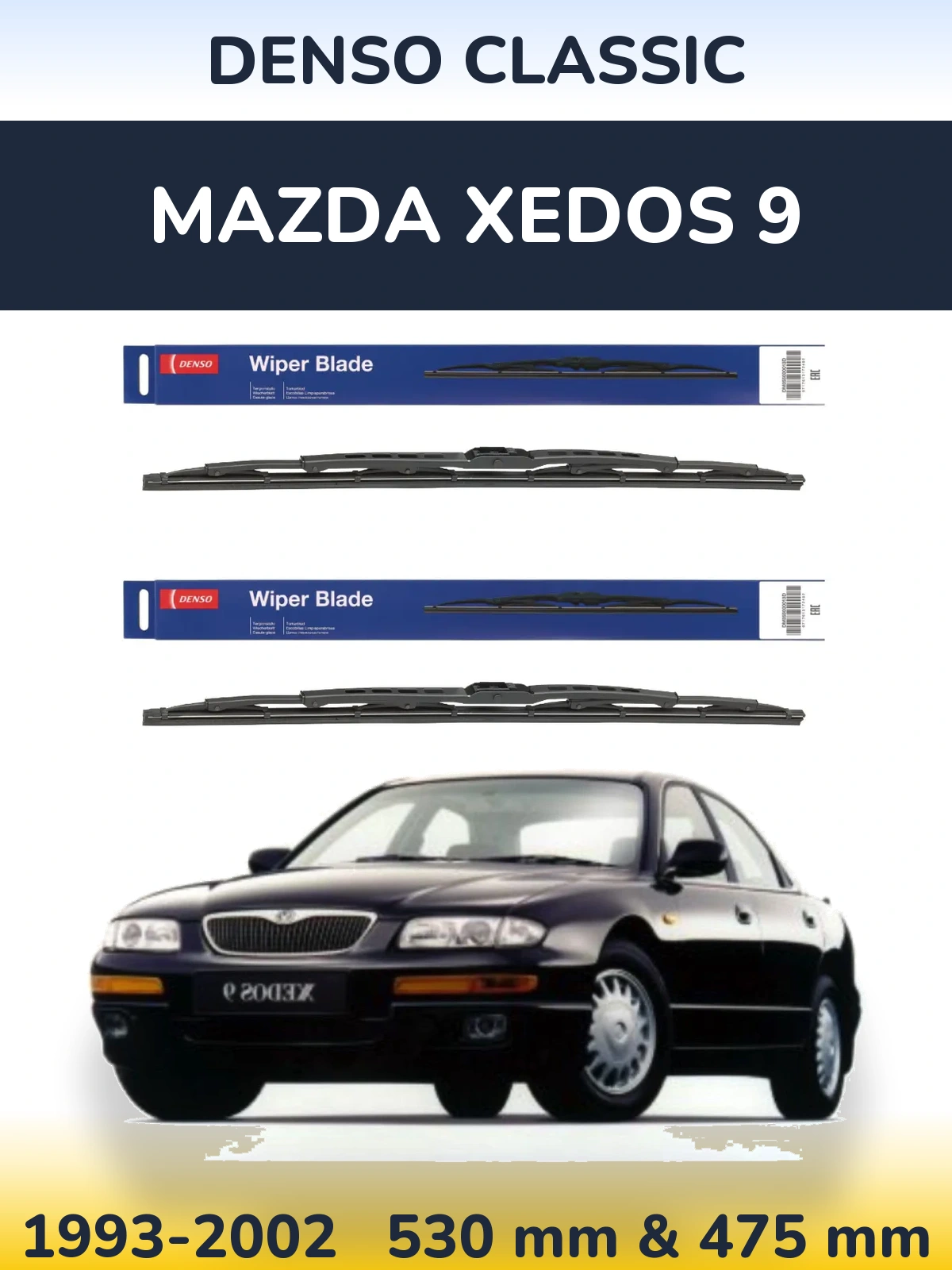 Komplet przednich wycieraczek Denso Classic 530 & 475 mm do Mazda Xedos 9 1993-2002