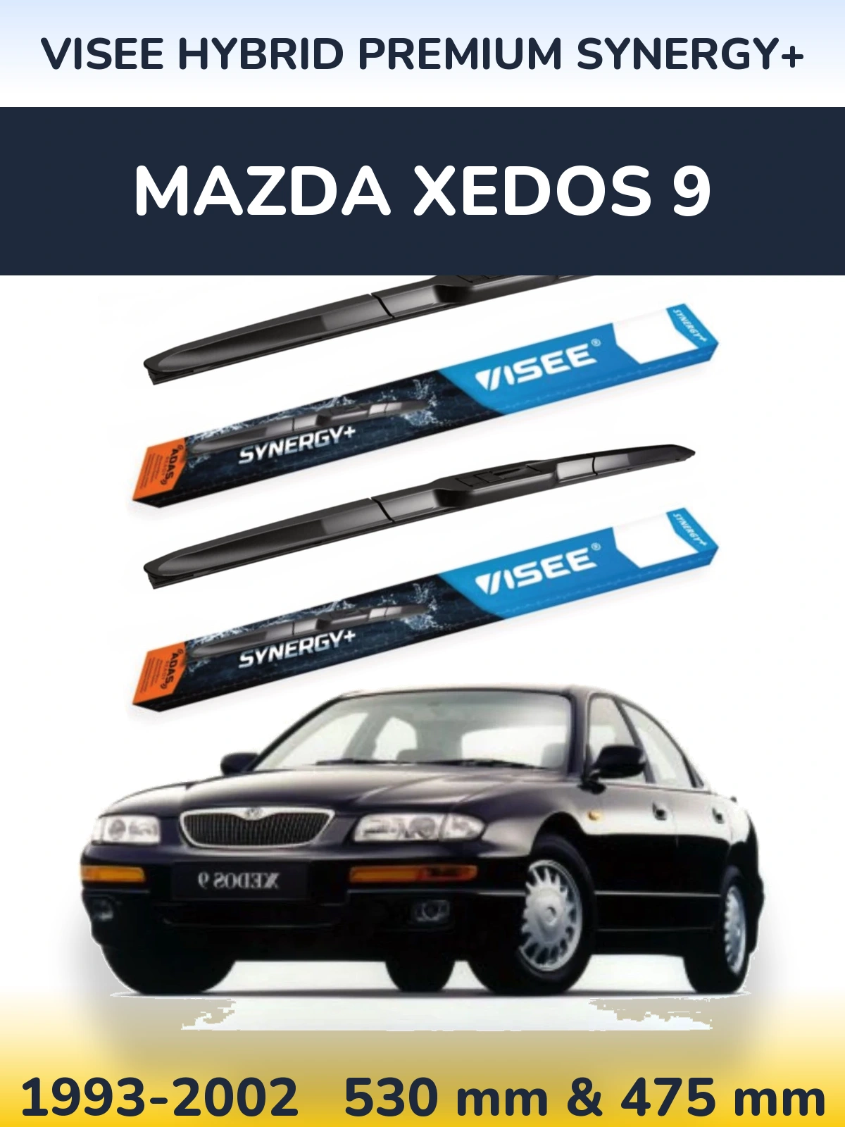 Комплект передних дворников VISEE HYBRID PREMIUM SYNERGY+ 530 & 475 мм для Mazda Xedos 9 1993-2002