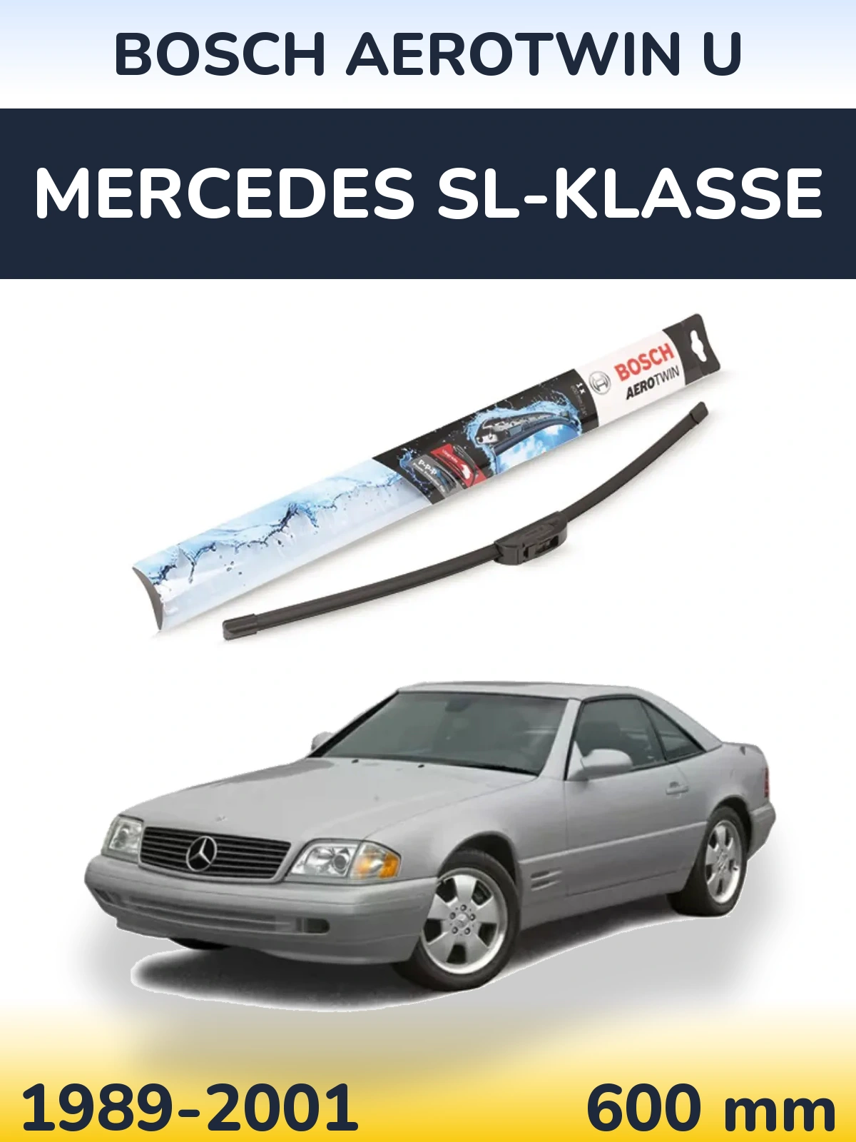 Przednia wycieraczka BOSCH AeroTwin U 600 mm do Mercedes SL-Klasse 1989-2001