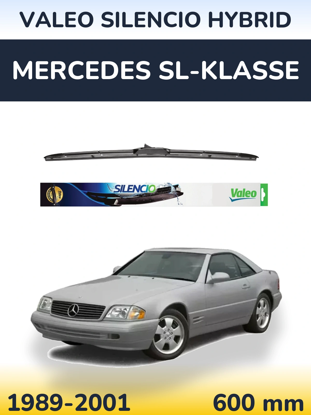 Передня щітка Valeo Silencio Hybrid 600 мм для Mercedes SL-Klasse 1989-2001