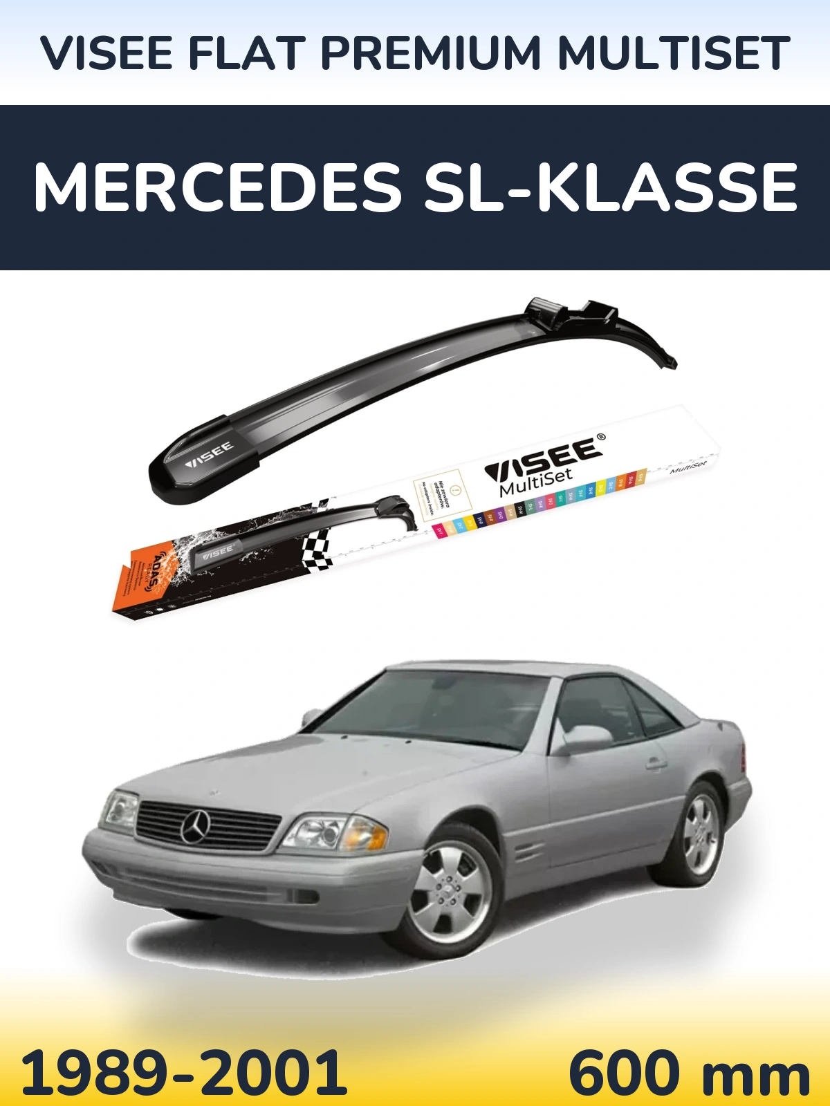 Przednia wycieraczka VISEE FLAT PREMIUM MultiSet 600 mm do Mercedes SL-Klasse 1989-2001