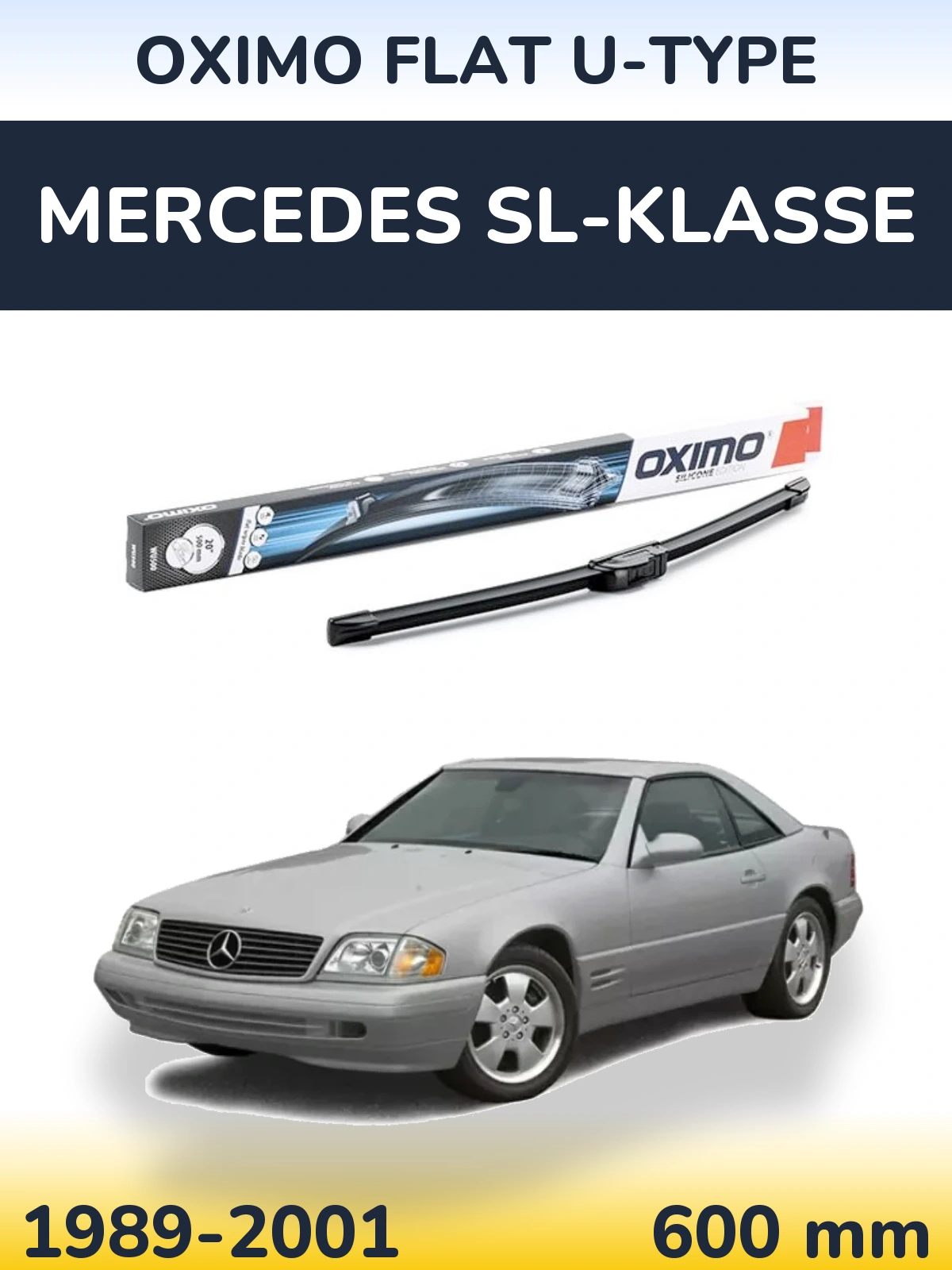 Przednia wycieraczka Oximo Flat U-type 600 mm do Mercedes SL-Klasse 1989-2001
