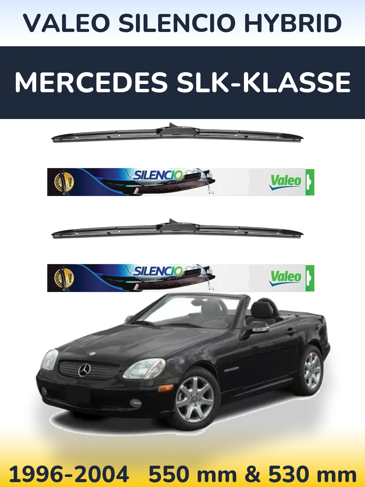 Komplet przednich wycieraczek Valeo Silencio Hybrid 550 & 530 mm do Mercedes SLK-Klasse 1996-2004