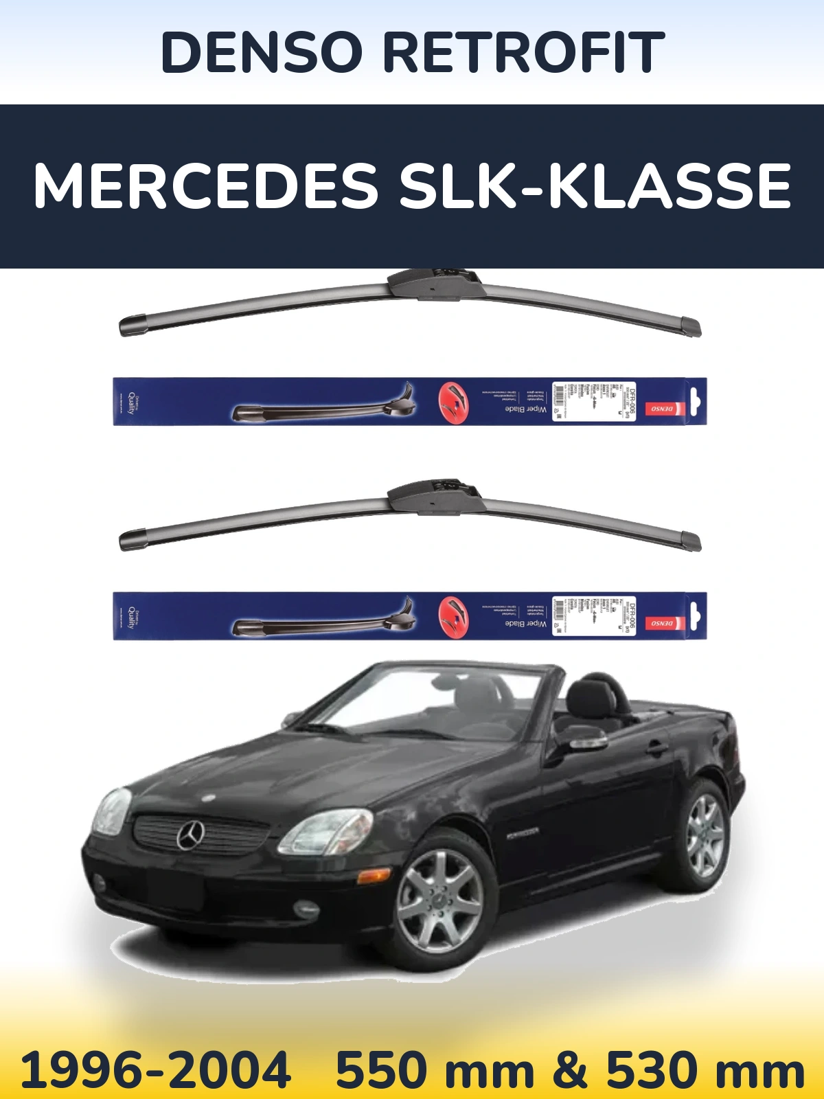Komplet przednich wycieraczek Denso Retrofit 550 & 530 mm do Mercedes SLK-Klasse 1996-2004